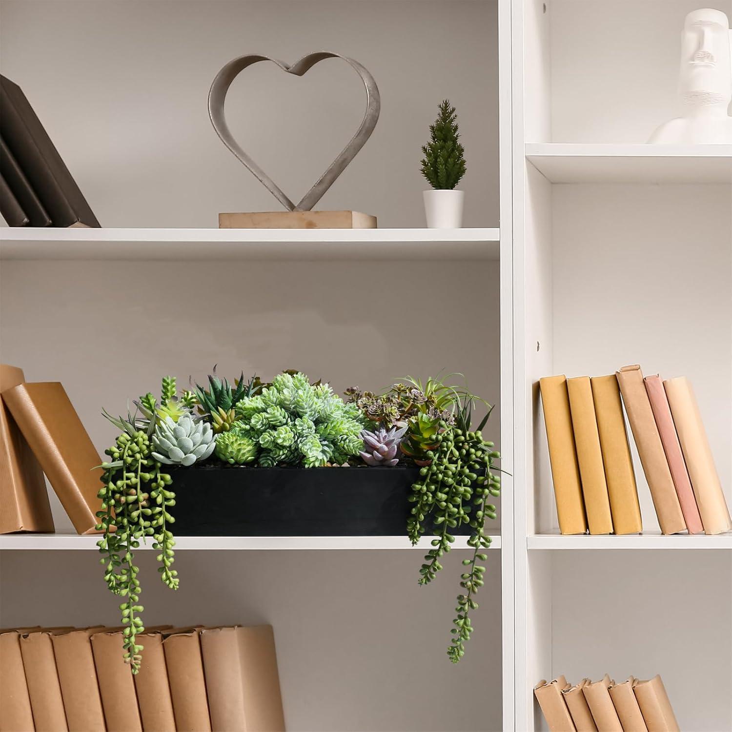 Arreglo de Suculentas Artificiales Winlyn en Maceta de Madera