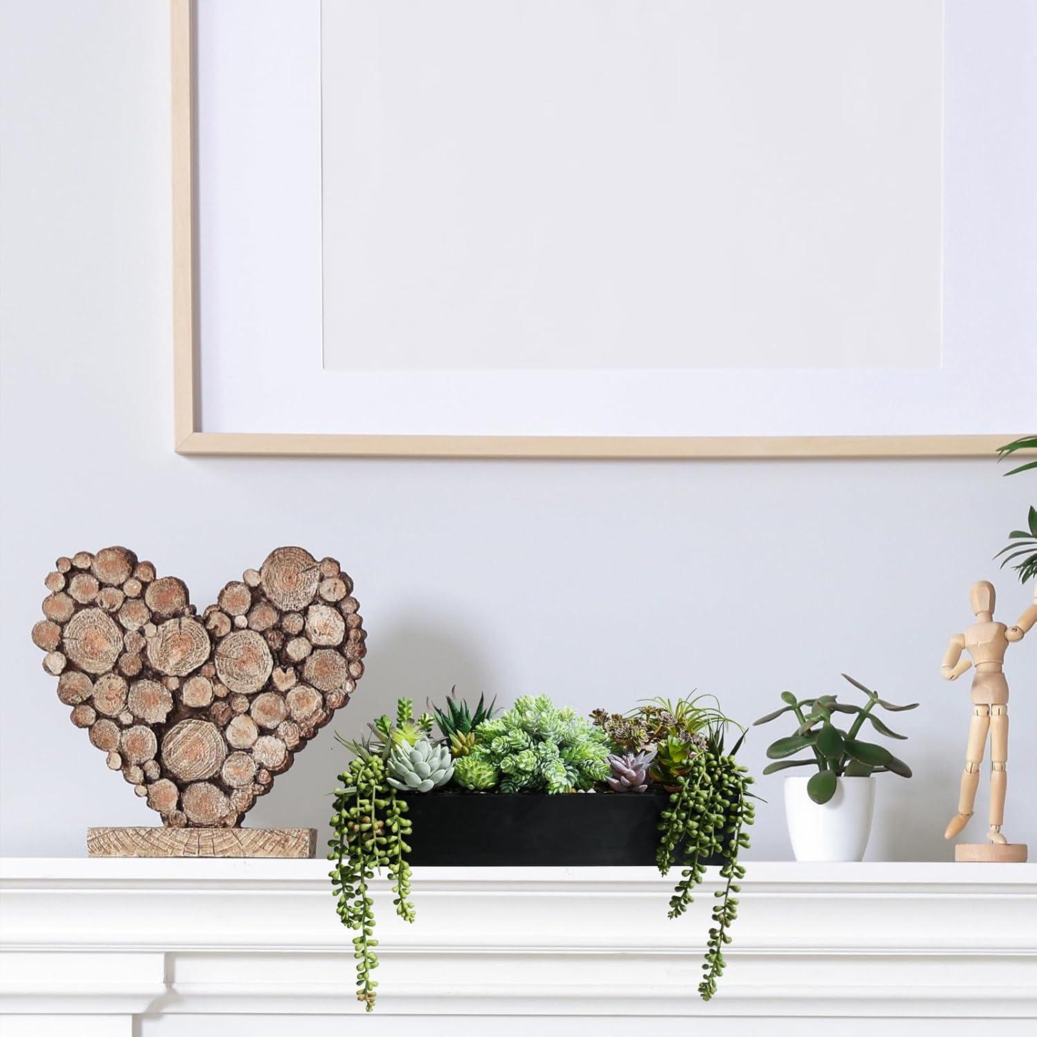 Arreglo de Suculentas Artificiales Winlyn en Maceta de Madera