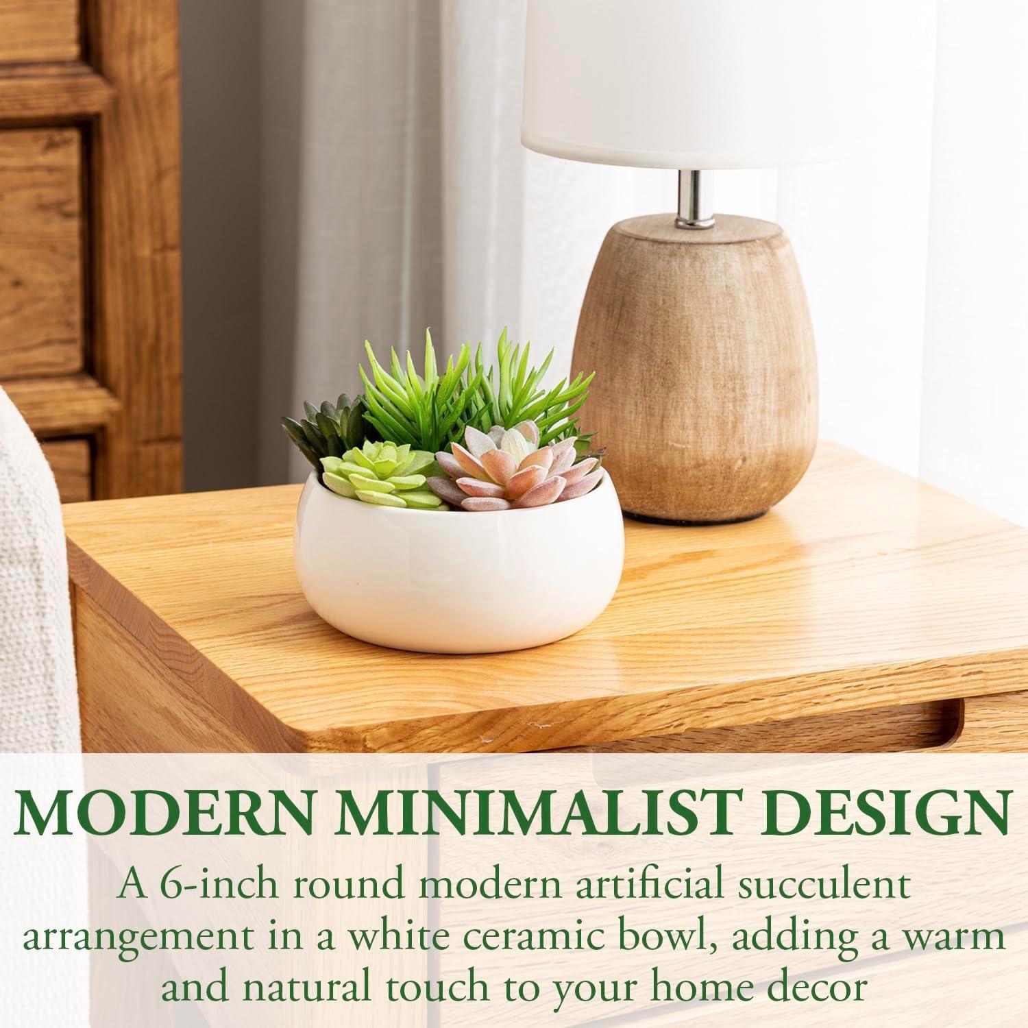 Arreglo de Suculentas Artificiales MyGift en Maceta Cerámica 15 cm