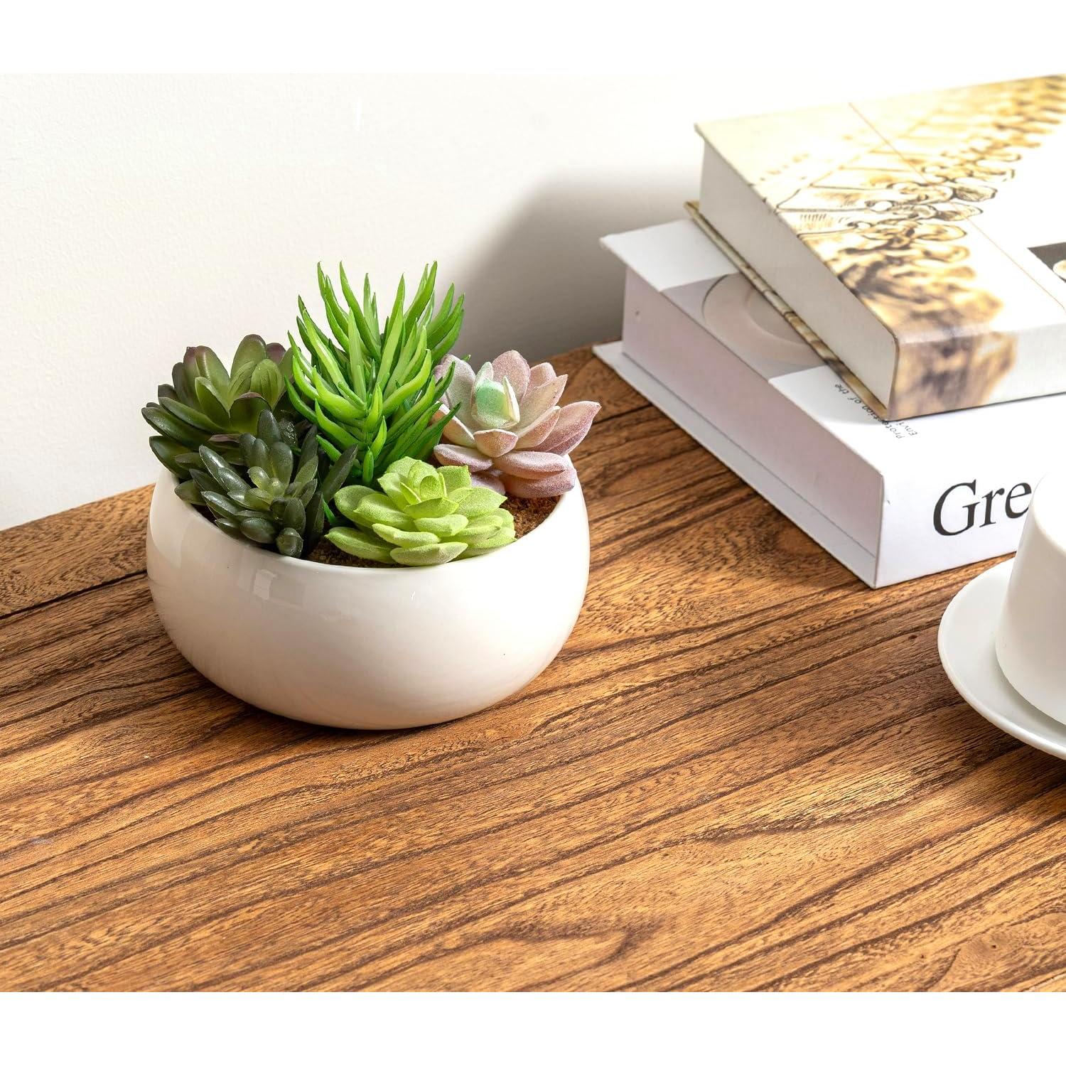 Arreglo de Suculentas Artificiales MyGift en Maceta Cerámica 15 cm