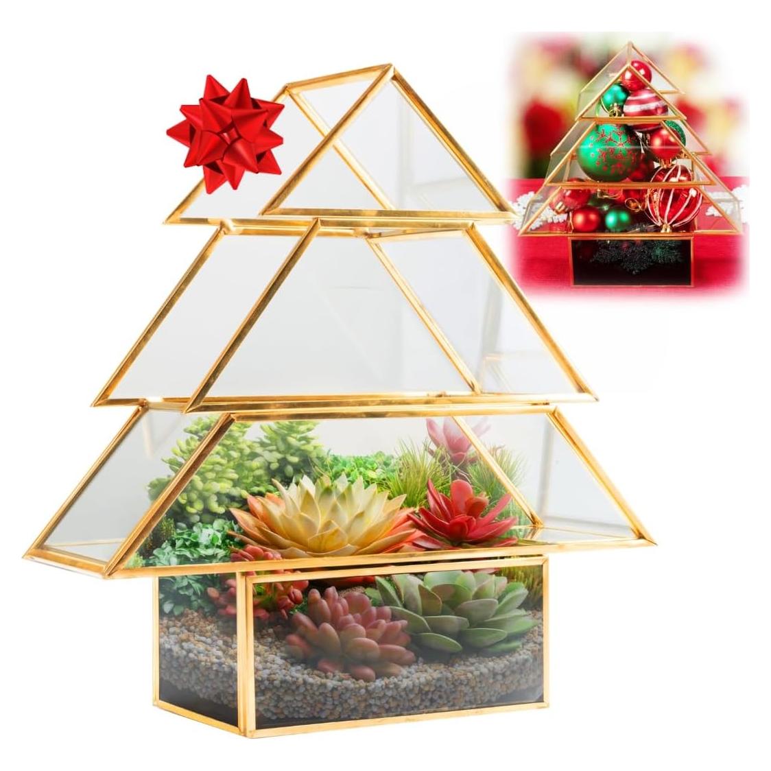 Centro de Mesa de Vidrio D'Eco en Forma de Árbol de Navidad 20 cm