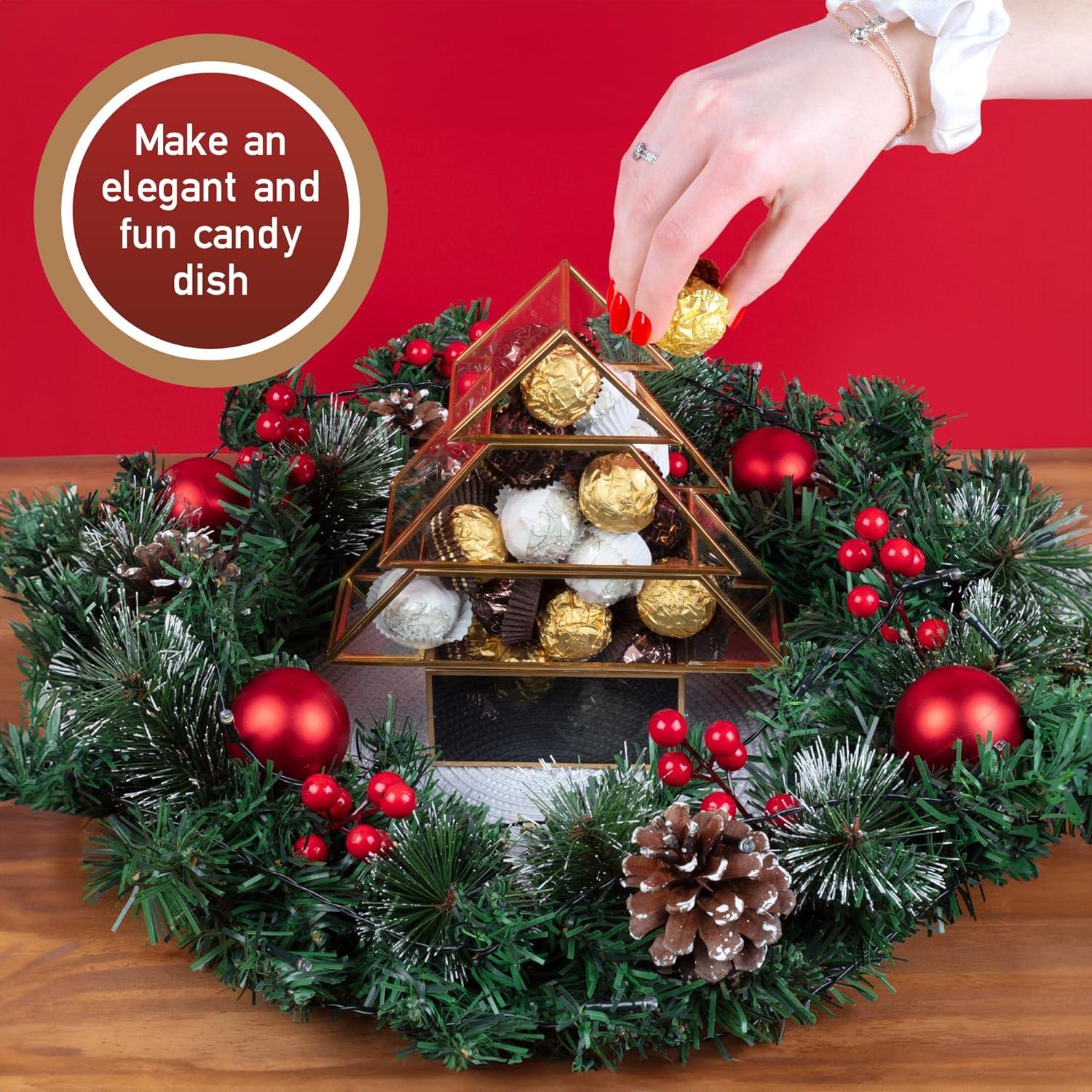 Centro de Mesa de Vidrio D'Eco en Forma de Árbol de Navidad 20 cm