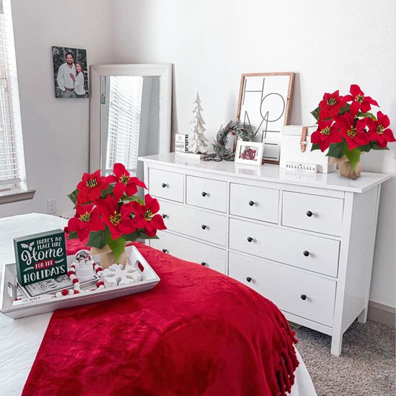 Planta Poinsettia Artificial en Maceta MHMJON 33 cm Roja