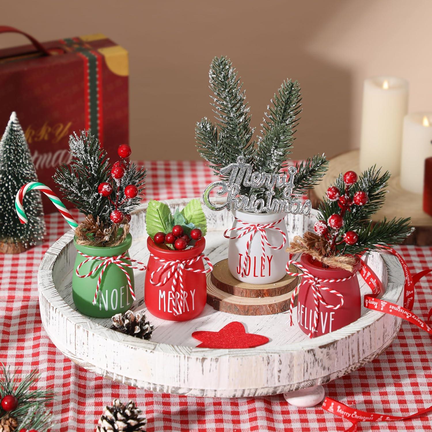 Tarros de Mason Mini WODOHOLO Navidad 4 Piezas Decoración