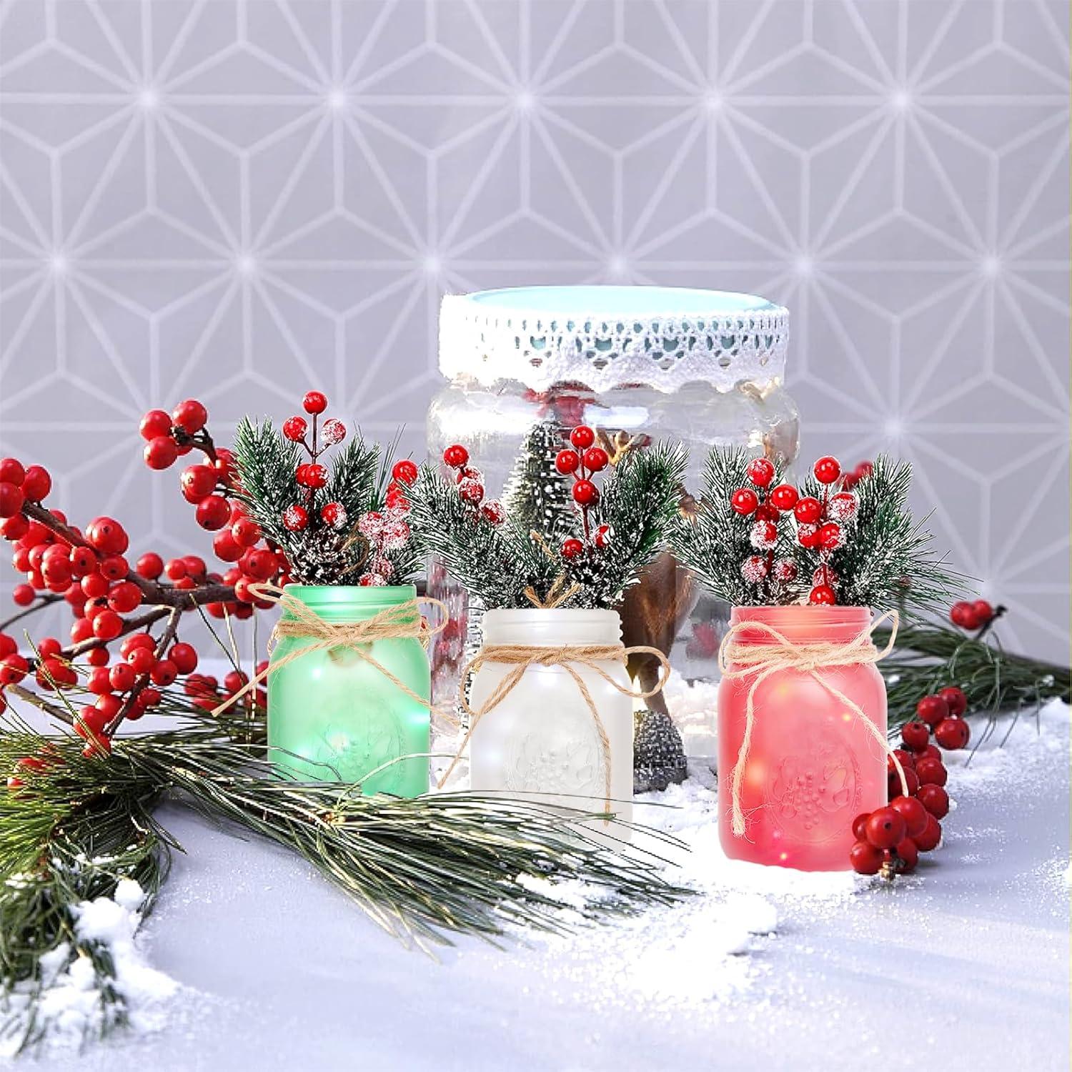 Centro de Mesa Navideño CNVOILA - Tarros de Mason 3PC