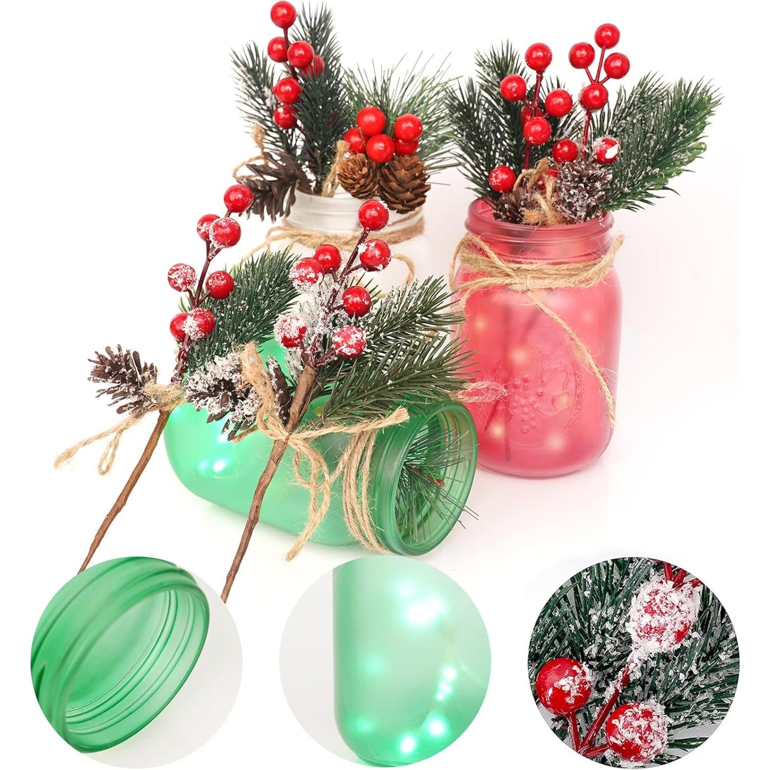 Centro de Mesa Navideño CNVOILA - Tarros de Mason 3PC