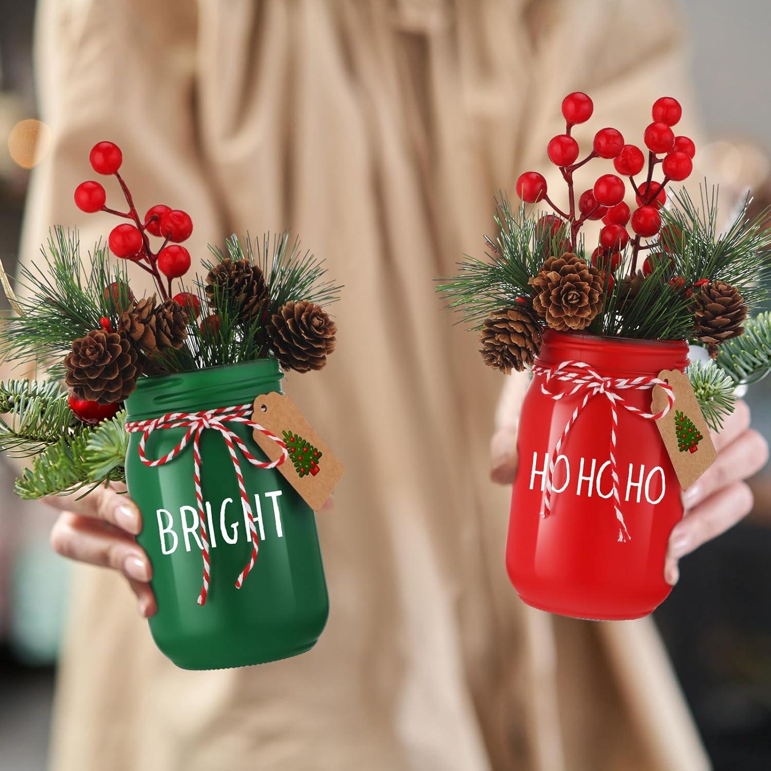 Juego de 9 Tarros de Cristal Decorativos Beeveer 384 ml Navidad