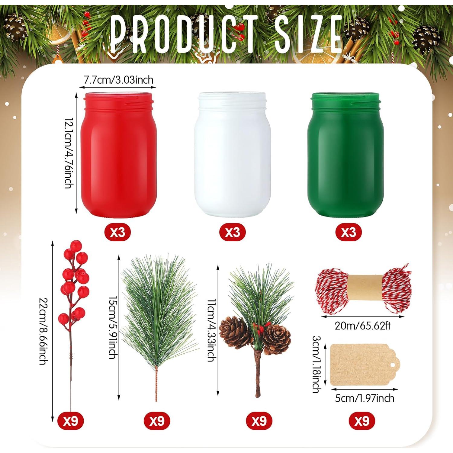 Juego de 9 Tarros de Cristal Decorativos Beeveer 384 ml Navidad