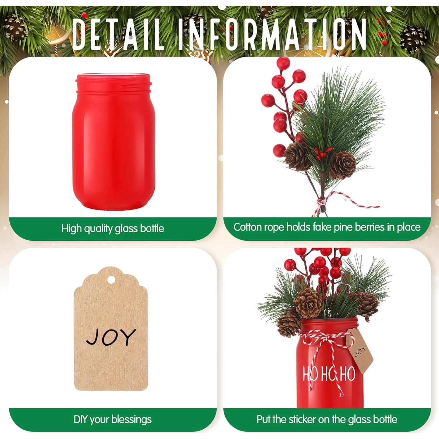 Juego de 9 Tarros de Cristal Decorativos Beeveer 384 ml Navidad