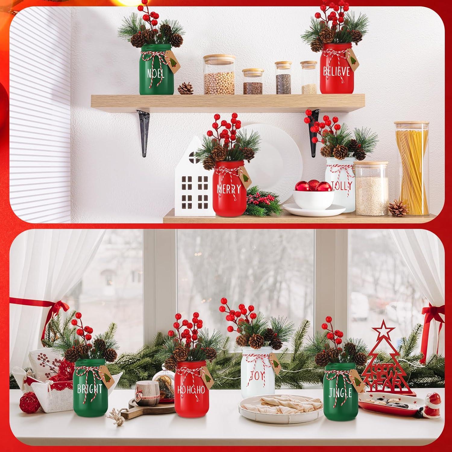 Juego de 9 Tarros de Cristal Decorativos Beeveer 384 ml Navidad