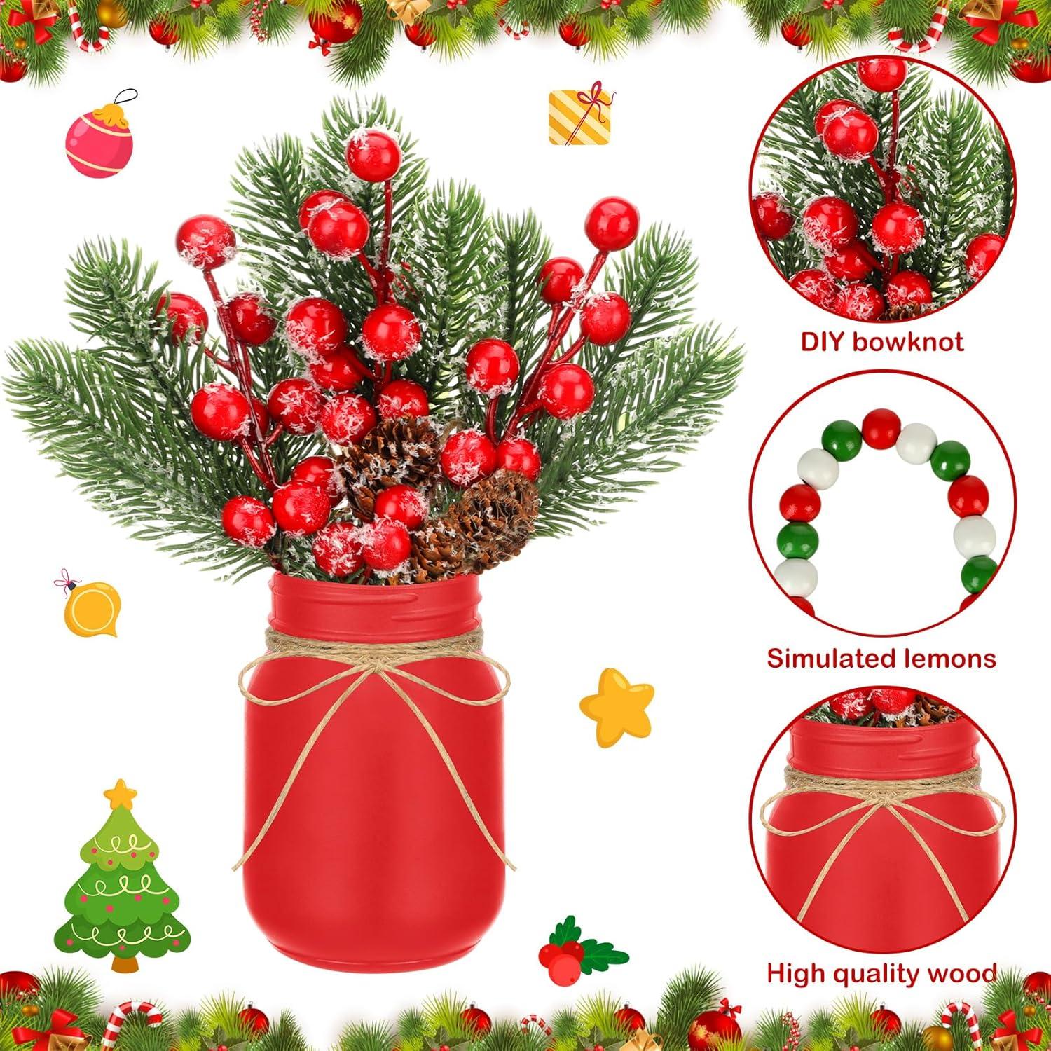 Jexine 12 Pcs Decoraciones de Tarros de Navidad con Nieve