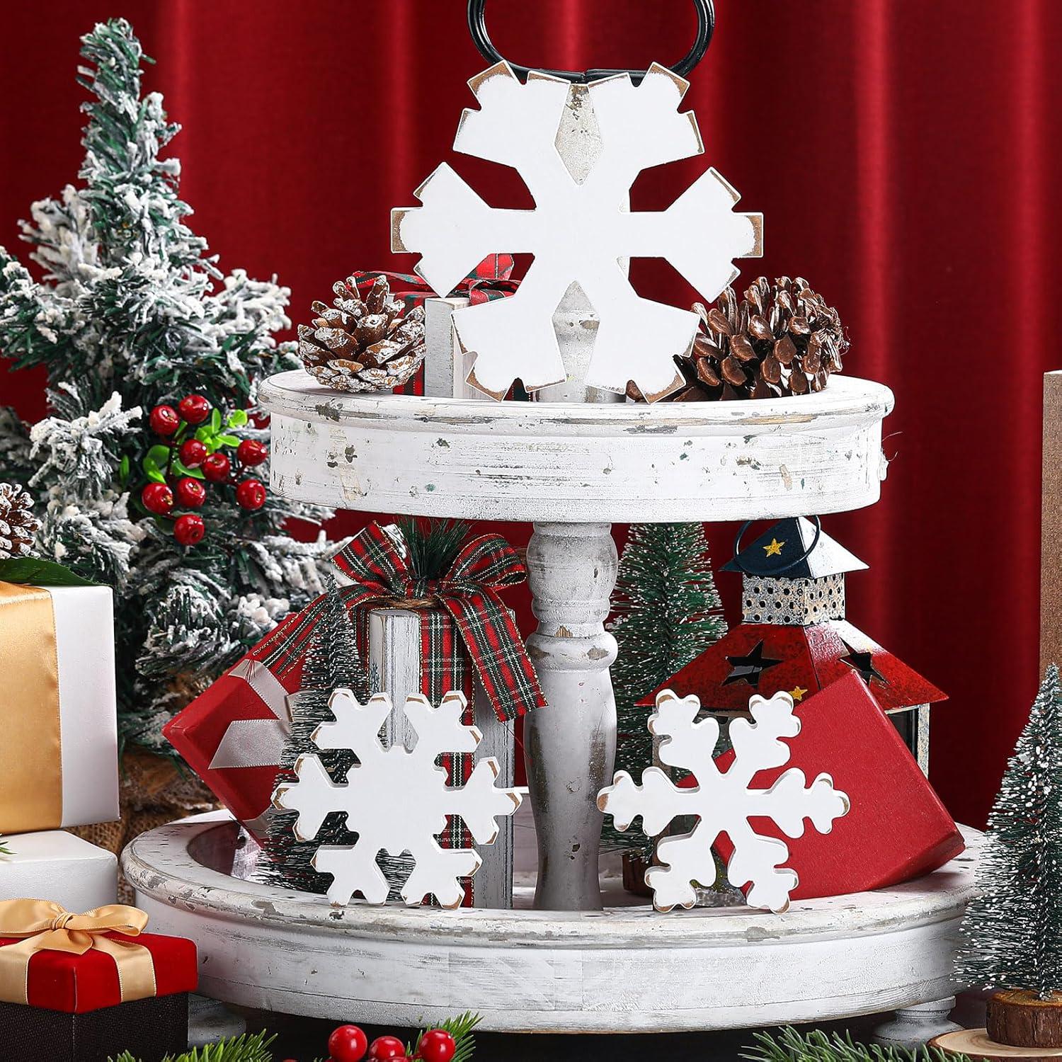 Bucherry 3 Piezas Decoración de Copos de Nieve de Madera