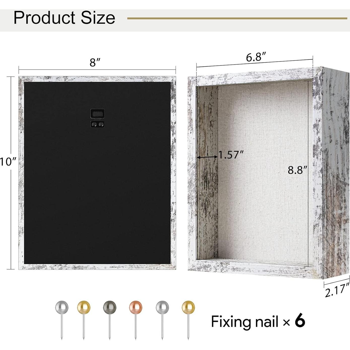 Caja de Sombra Califortree 20x25 cm Blanco Envejecido con Vidrio