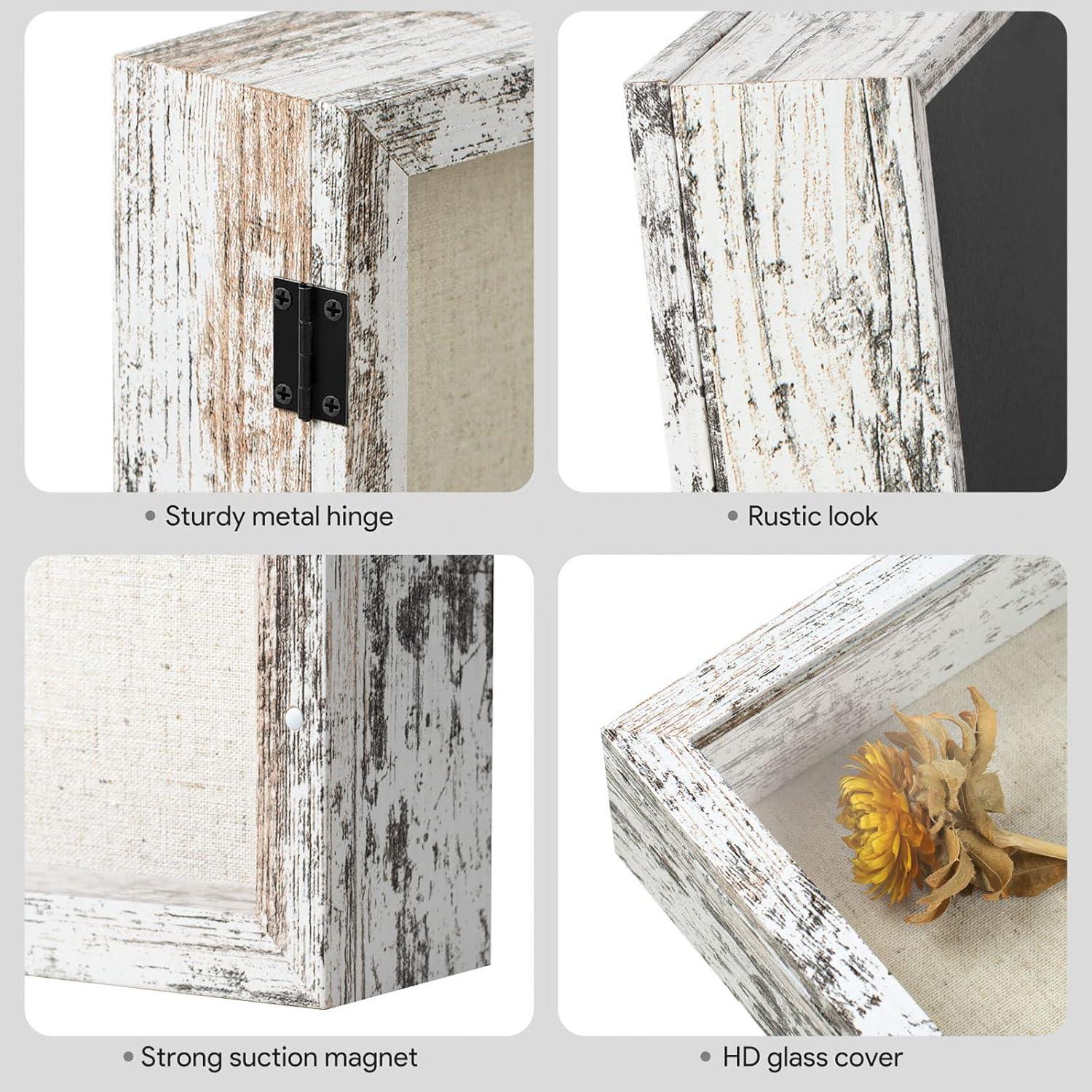 Caja de Sombra Califortree 20x25 cm Blanco Envejecido con Vidrio