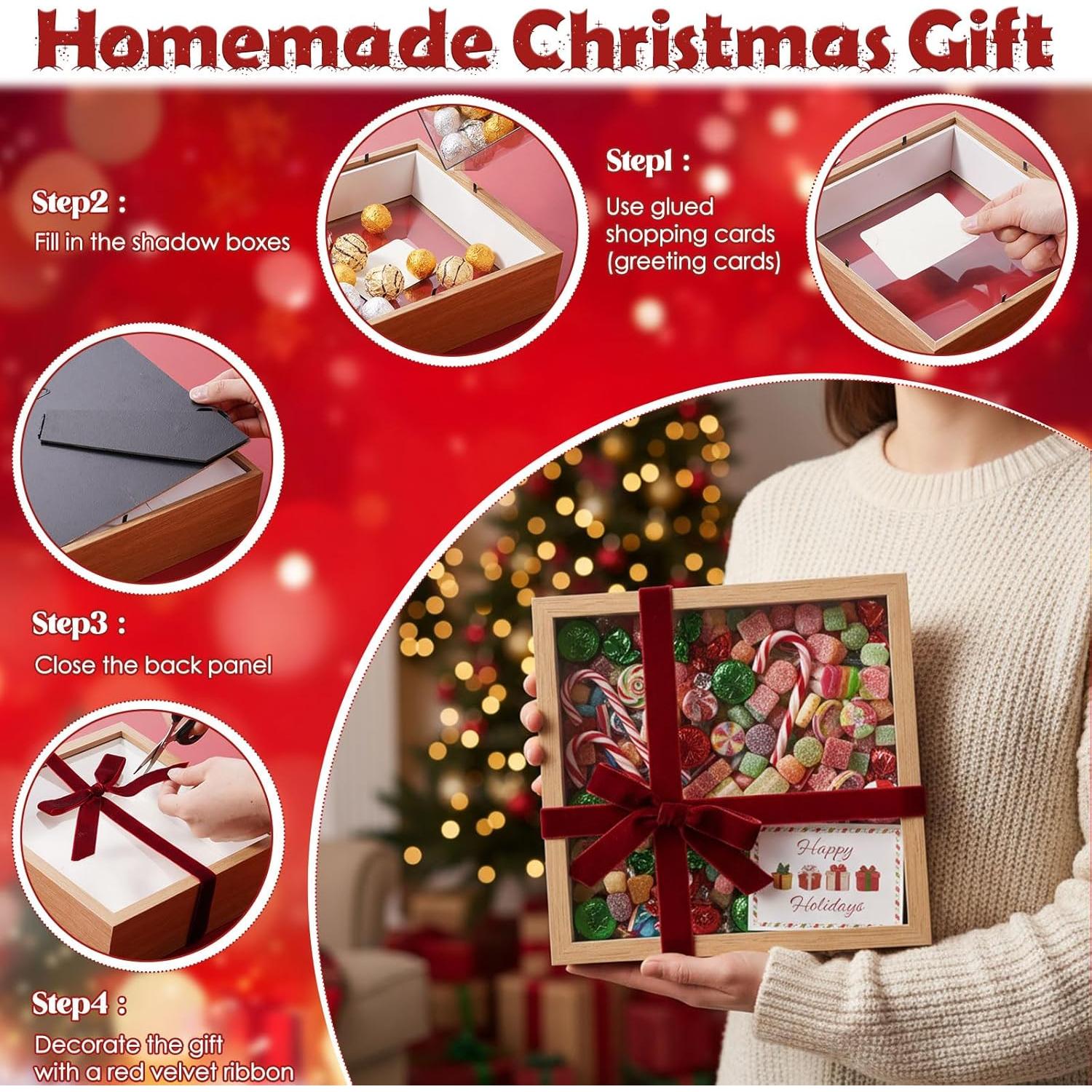 Marco de Sombra de Navidad BrightRow 20x20cm con Cinta y Pegatinas