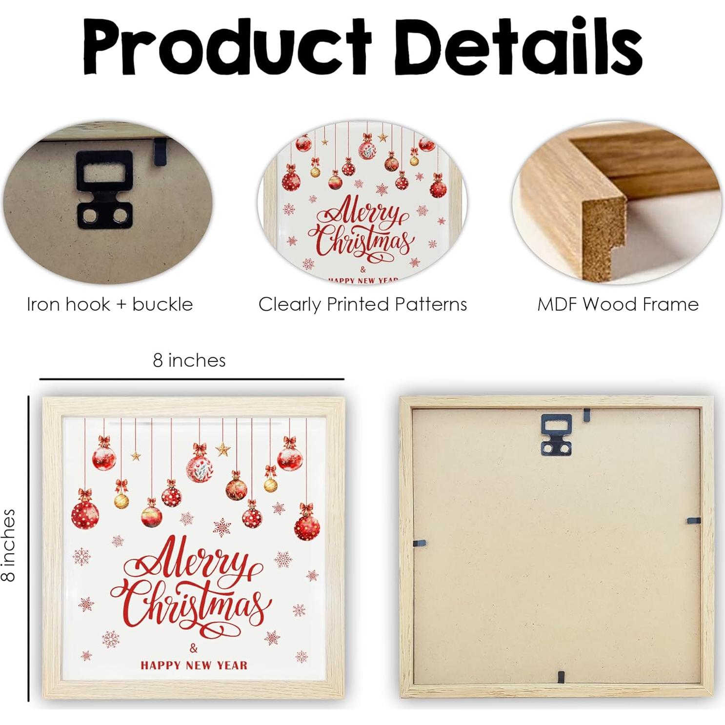 Caja Navideña de Madera Tabyon 20.32x20.32cm con Ranura