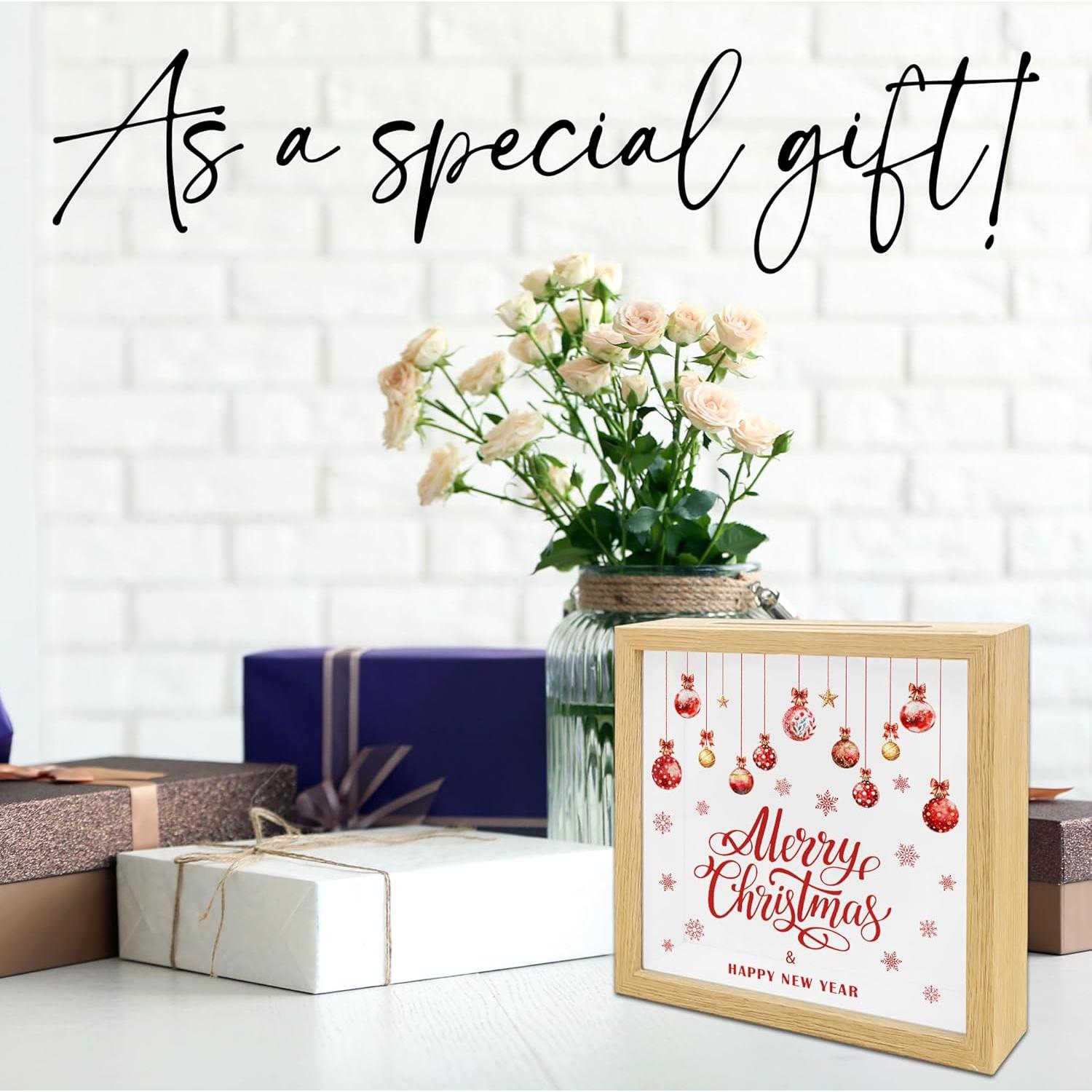 Caja Navideña de Madera Tabyon 20.32x20.32cm con Ranura