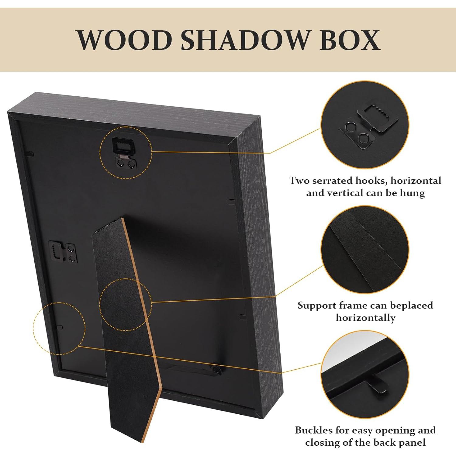 Marco de Sombra 3 Piezas SMZCTYI 20x25 cm Madera Negro