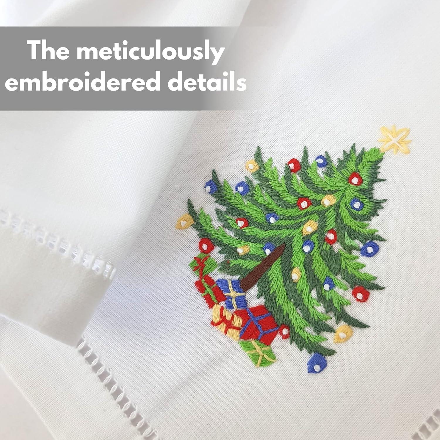 Juego de 4 Servilletas de Algodón Bordadas HCRAFT 45x45cm