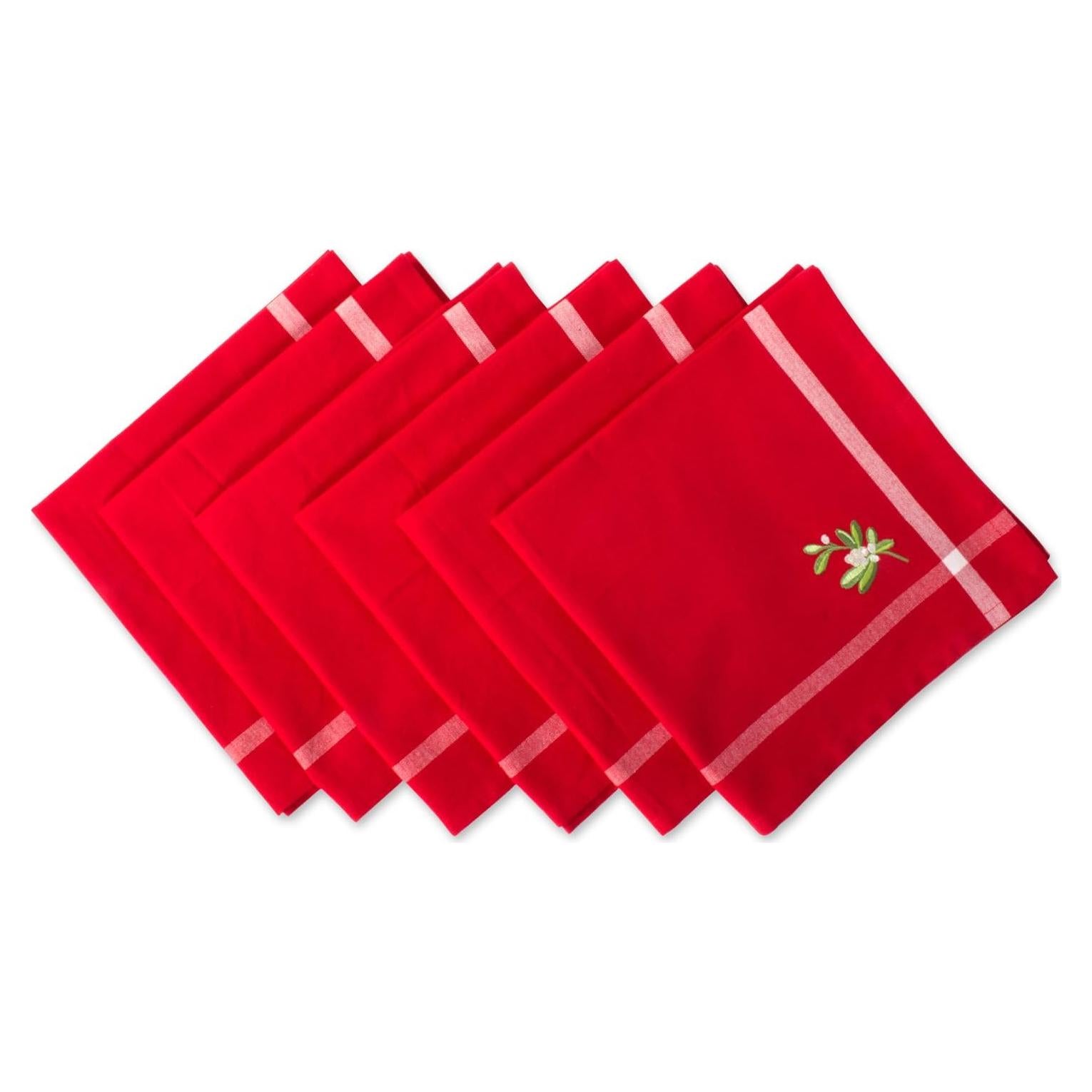 Juego de 6 Servilletas Cuadradas DII 100% Algodón Muérdago 50.8 cm