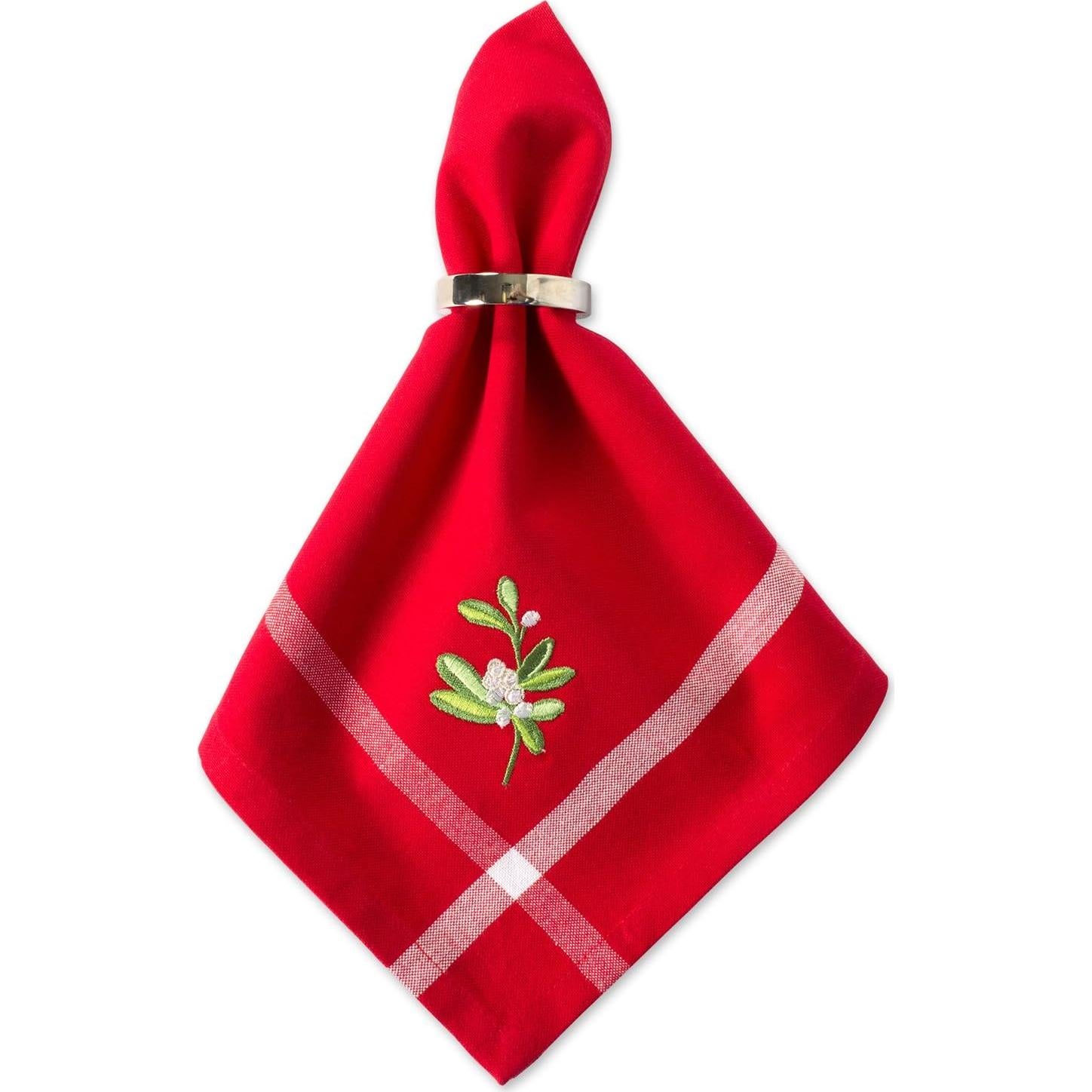 Juego de 6 Servilletas Cuadradas DII 100% Algodón Muérdago 50.8 cm