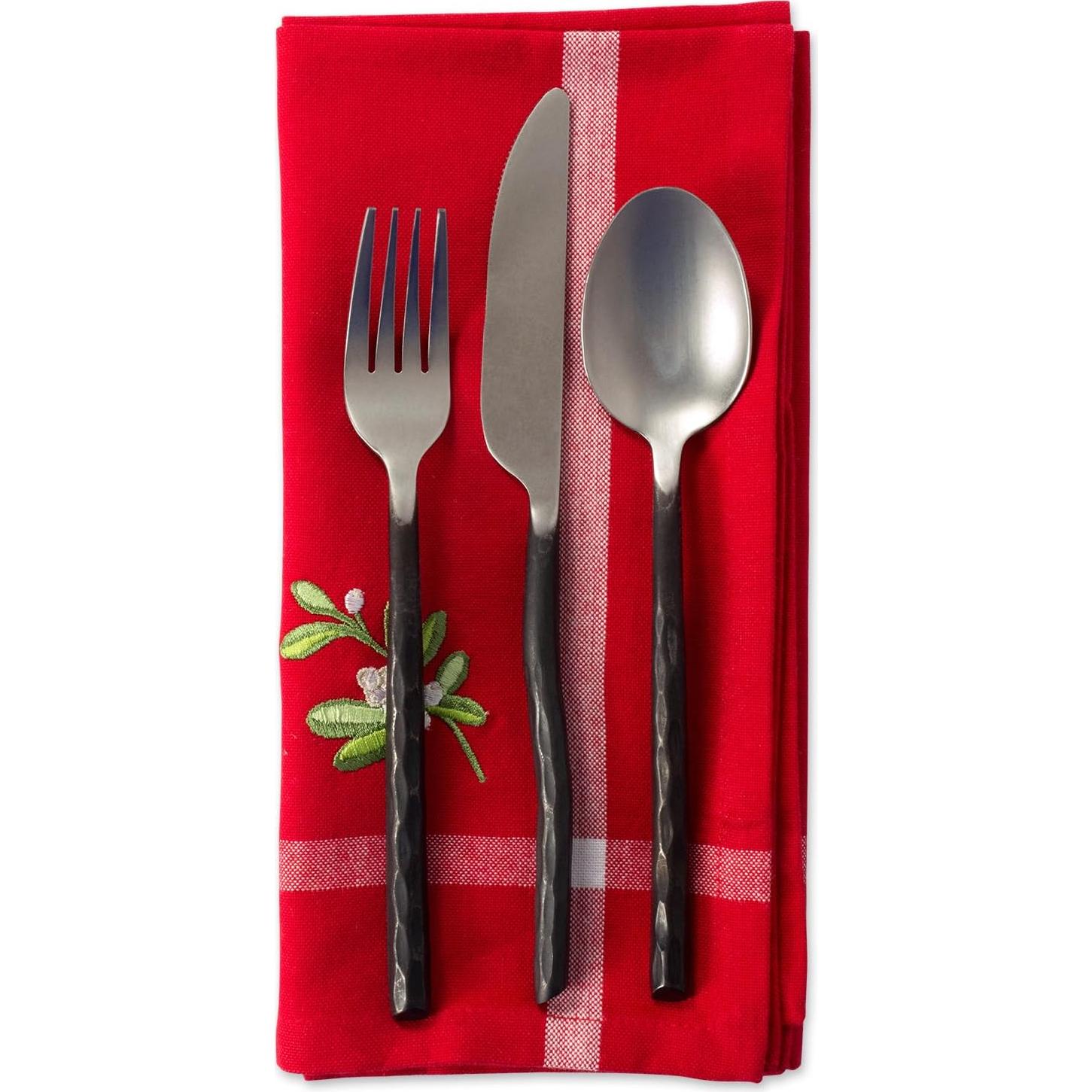 Juego de 6 Servilletas Cuadradas DII 100% Algodón Muérdago 50.8 cm