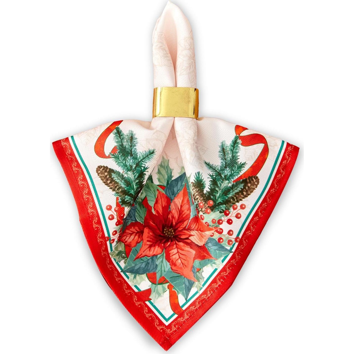 Servilletas de Navidad YiHomer 50.8x50.8 cm Set de 6 Poinsettia