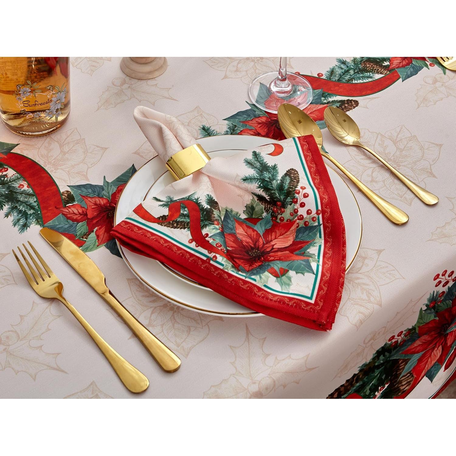Servilletas de Navidad YiHomer 50.8x50.8 cm Set de 6 Poinsettia