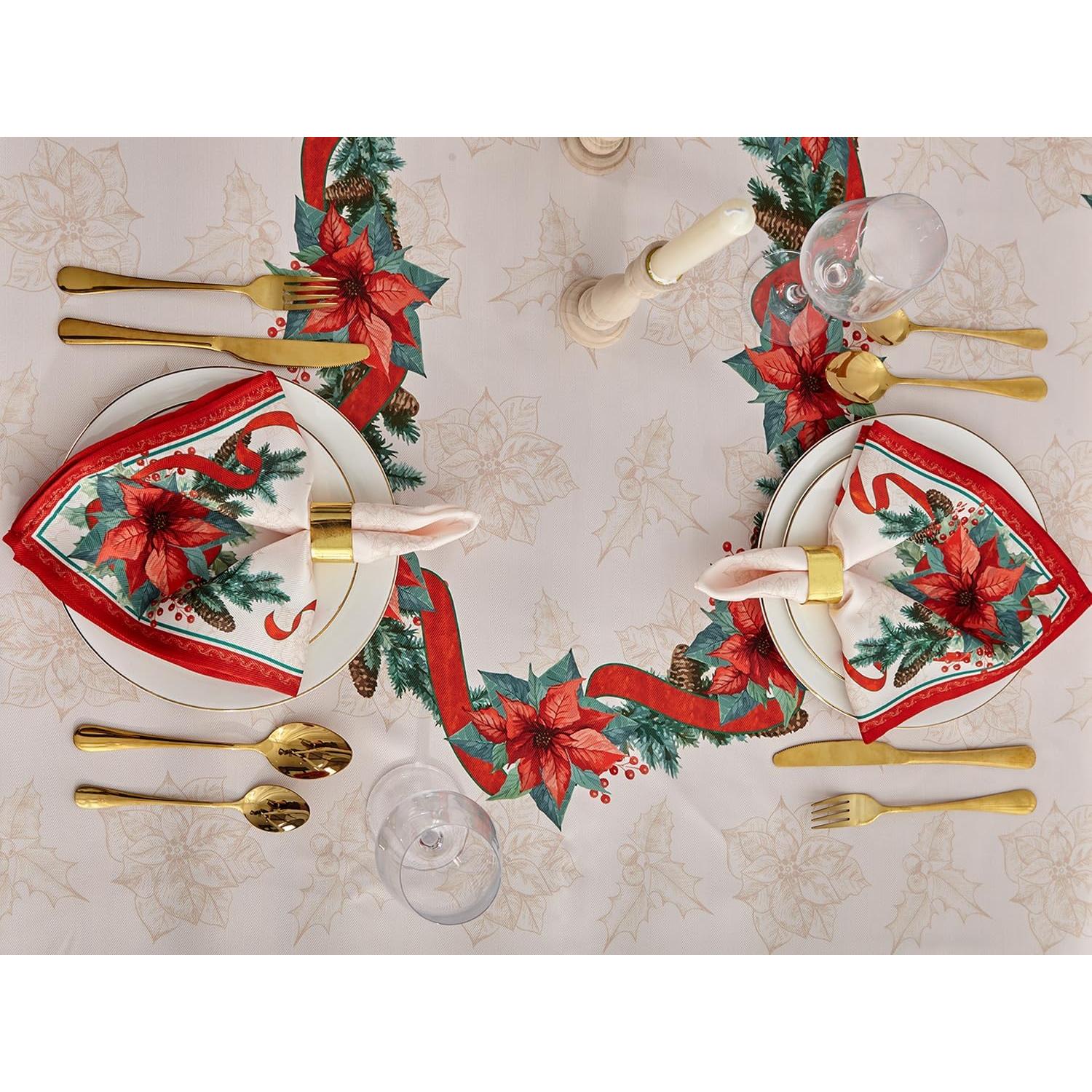 Servilletas de Navidad YiHomer 50.8x50.8 cm Set de 6 Poinsettia