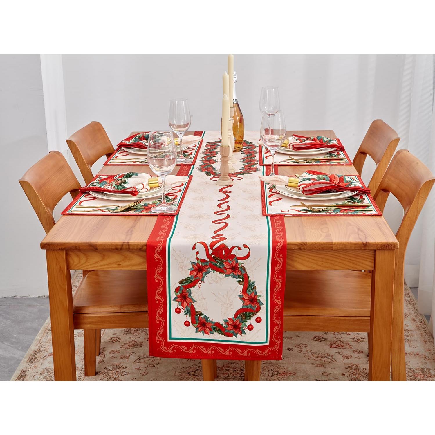 Servilletas de Navidad YiHomer 50.8x50.8 cm Set de 6 Poinsettia