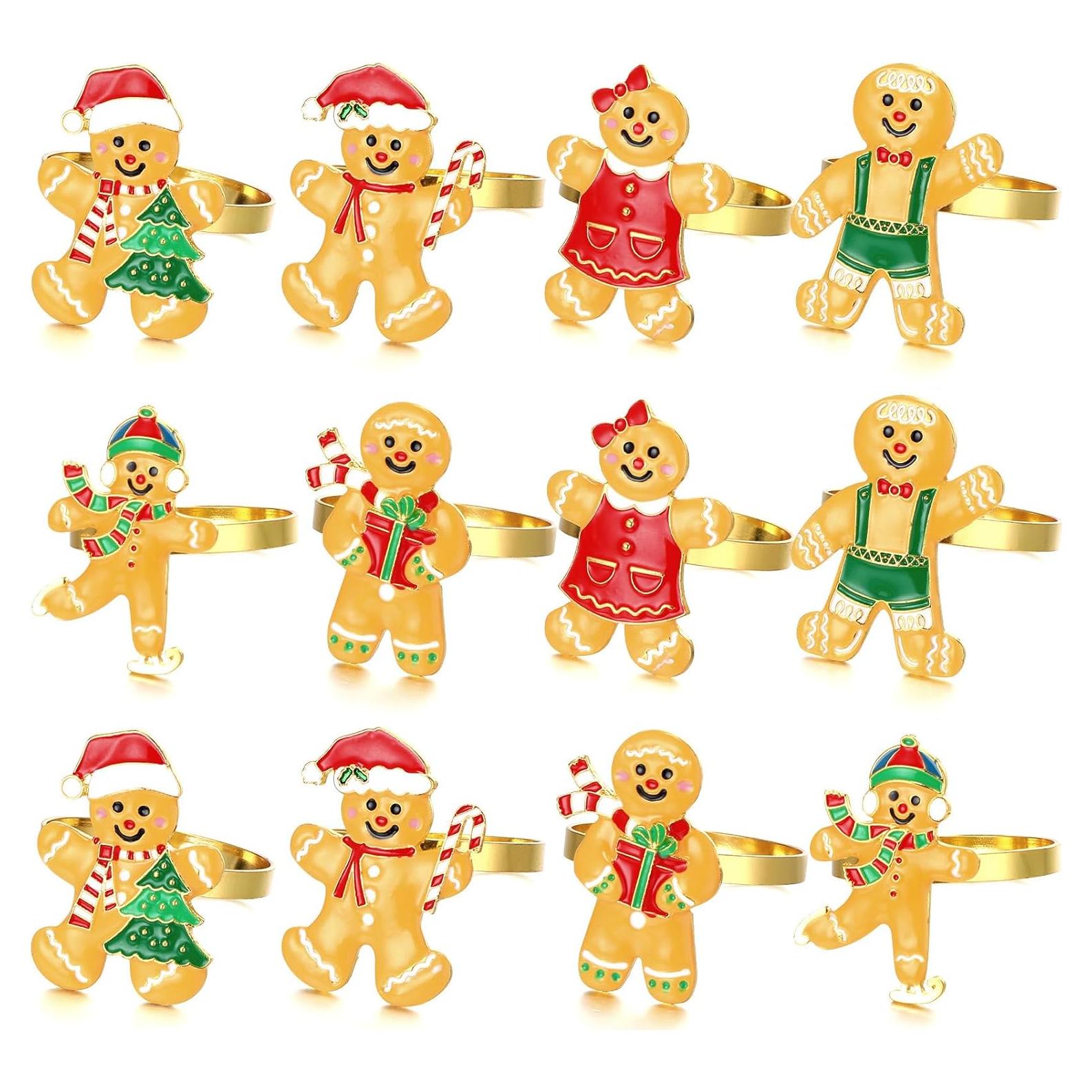 WILLBOND 12 Anillos de Servilleta de Navidad con Rhinestones