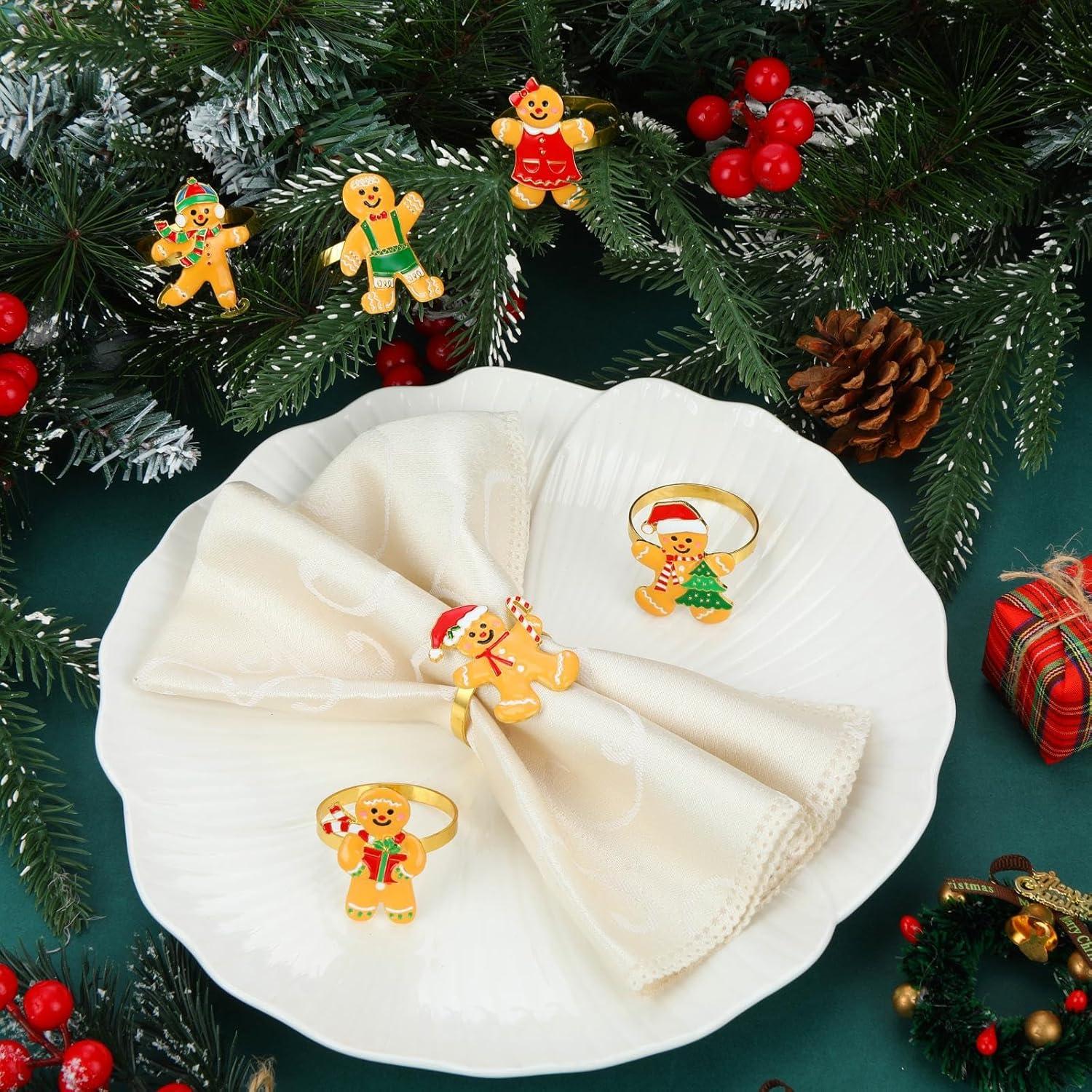 WILLBOND 12 Anillos de Servilleta de Navidad con Rhinestones