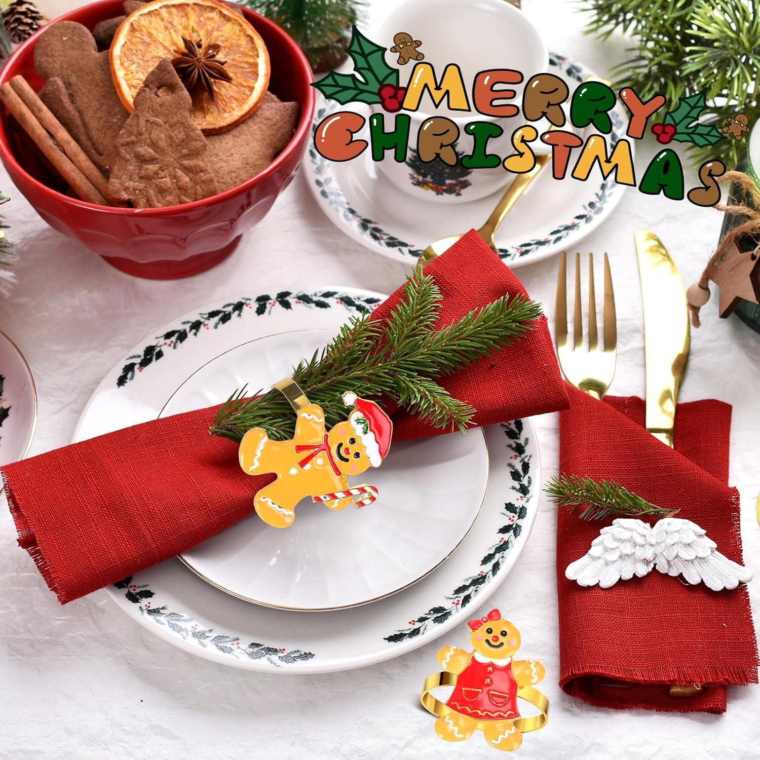 WILLBOND 12 Anillos de Servilleta de Navidad con Rhinestones