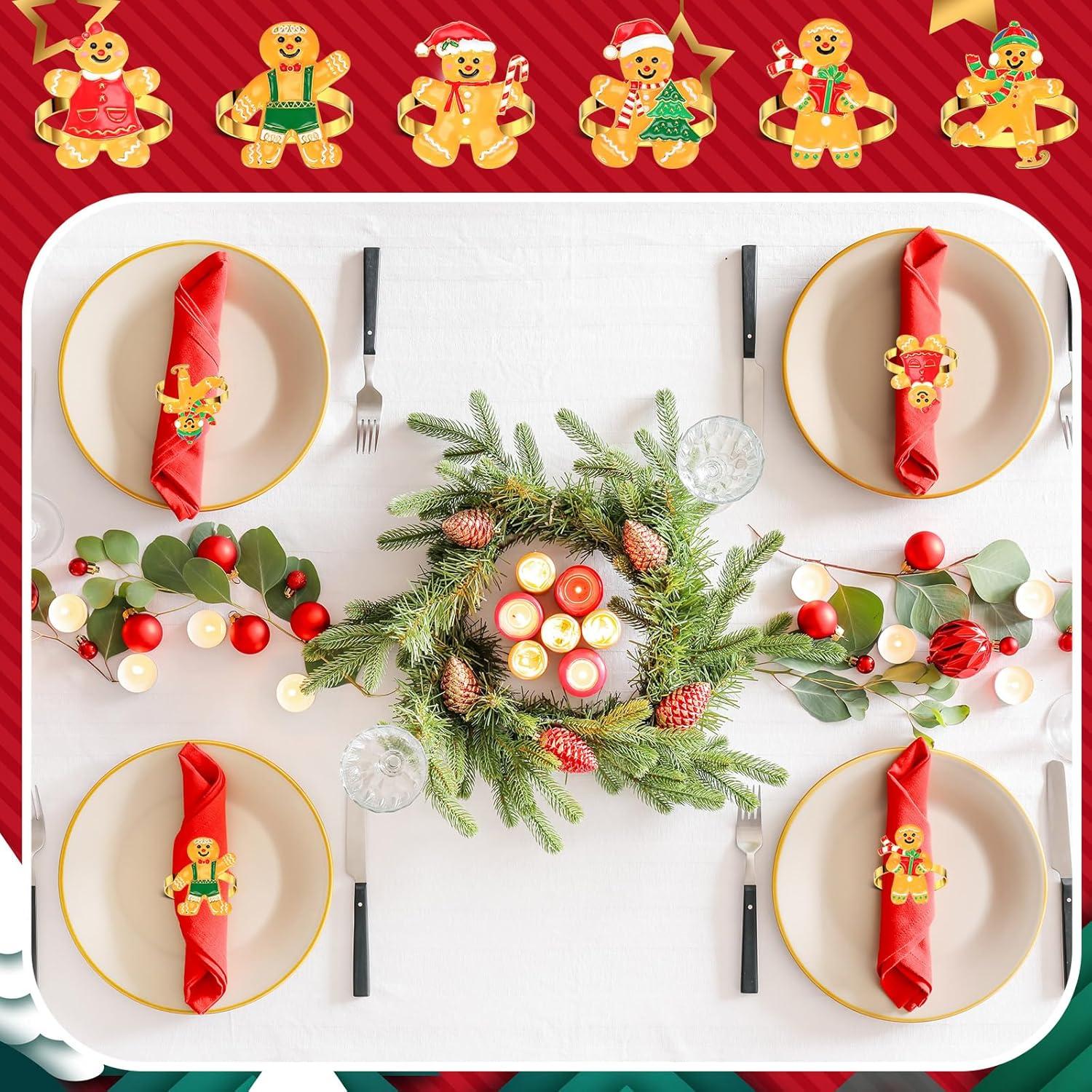 WILLBOND 12 Anillos de Servilleta de Navidad con Rhinestones