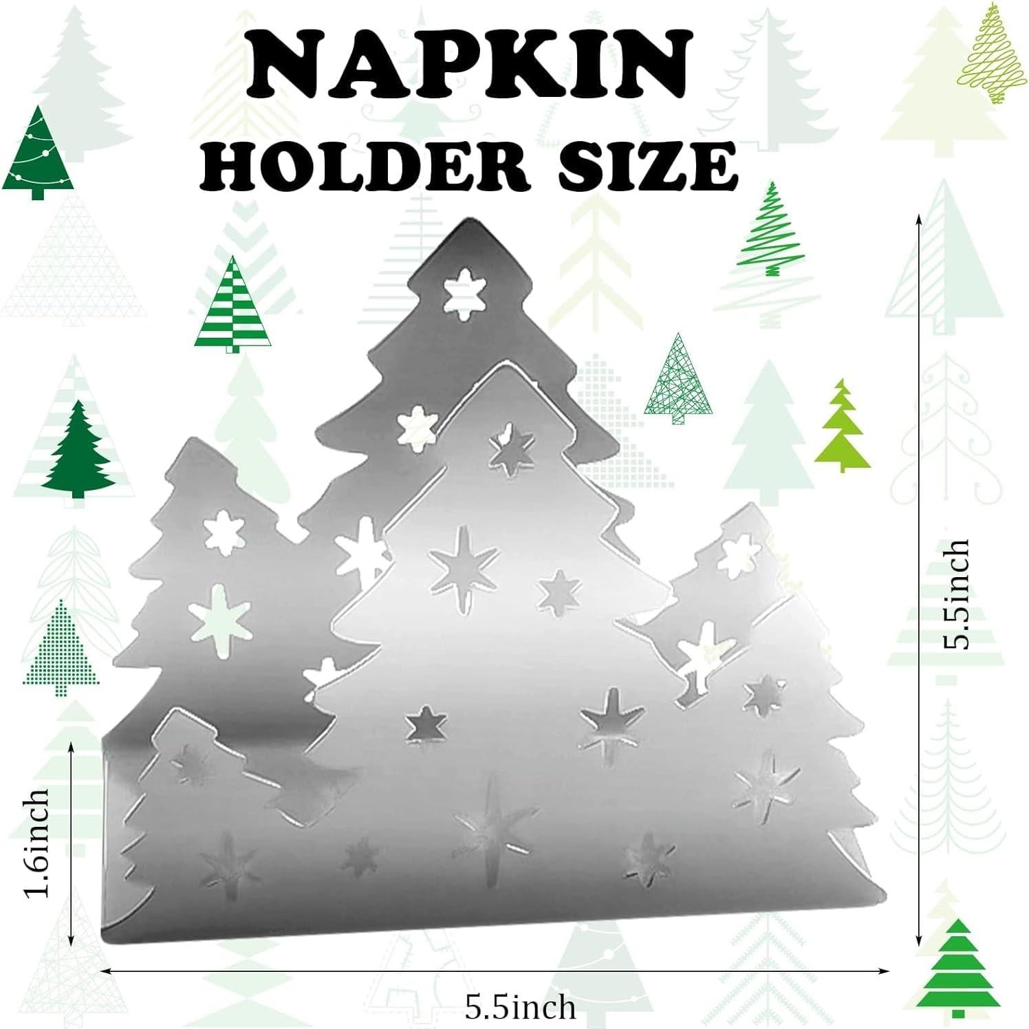 Soportes de Servilletas Plateados Clothmile - Diseño Árbol de Navidad