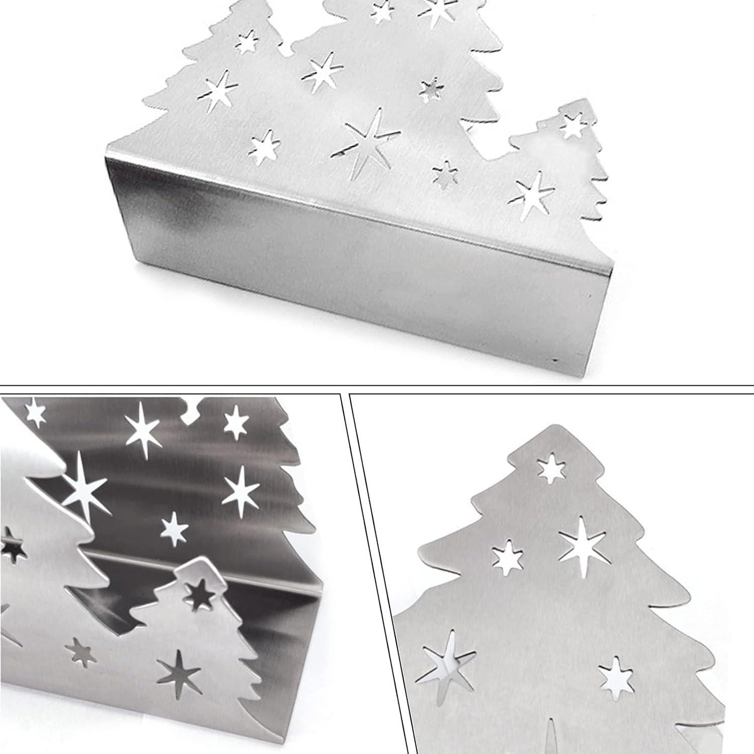 Soportes de Servilletas Plateados Clothmile - Diseño Árbol de Navidad