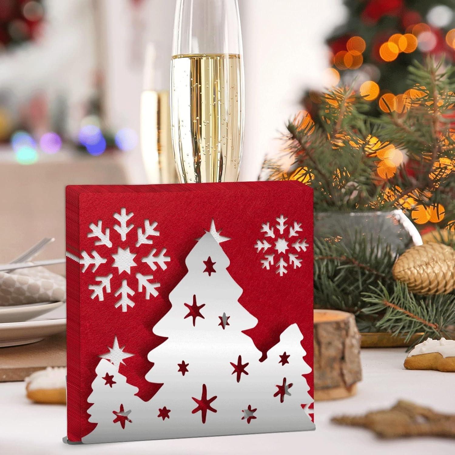Soportes de Servilletas Plateados Clothmile - Diseño Árbol de Navidad