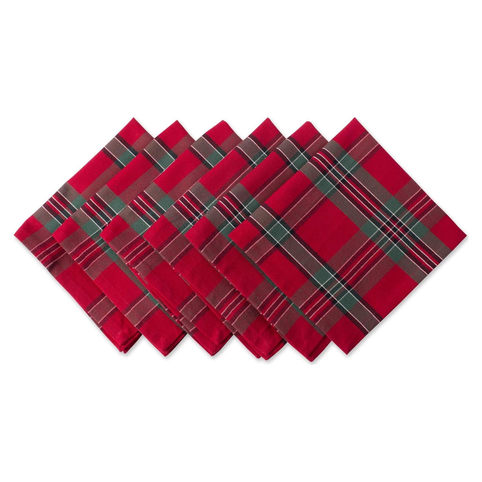 Juego de Servilletas de Navidad DII Cuadros 50.8x50.8 cm - 6 Pzas