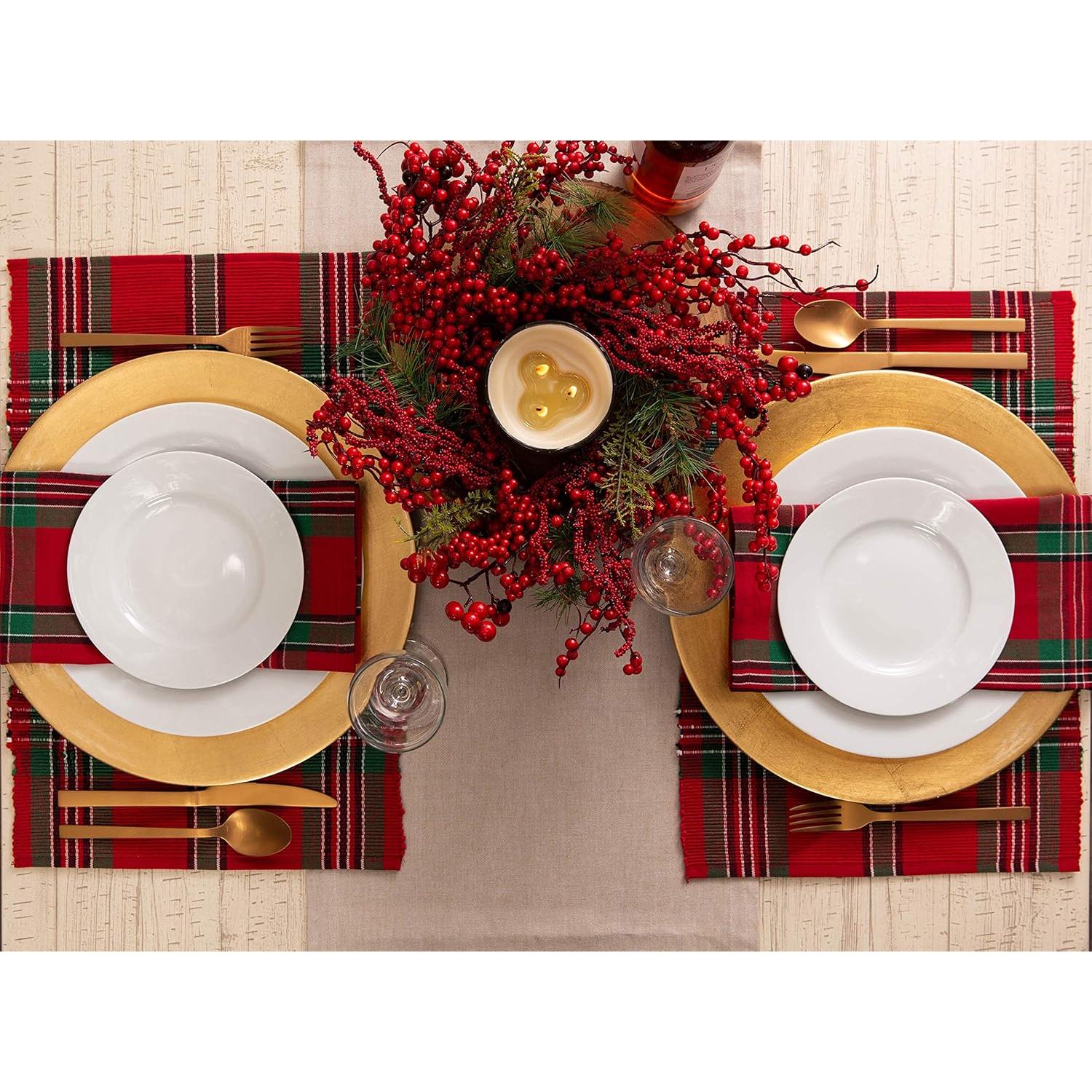 Juego de Servilletas de Navidad DII Cuadros 50.8x50.8 cm - 6 Pzas