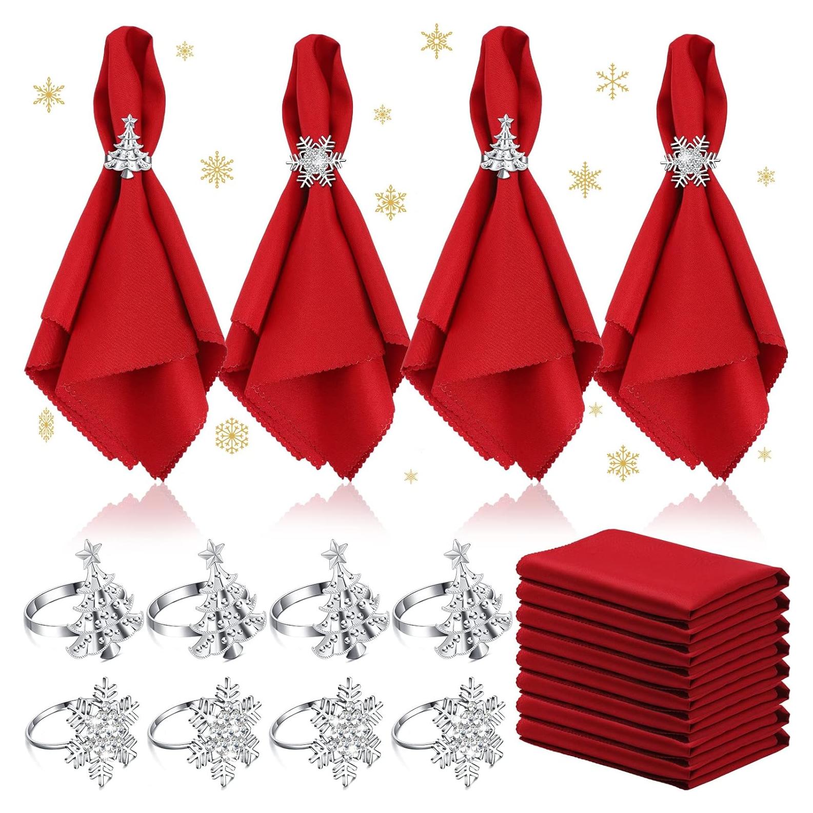 Juego de Servilletas y Anillos de Navidad eBoot - 16 Piezas