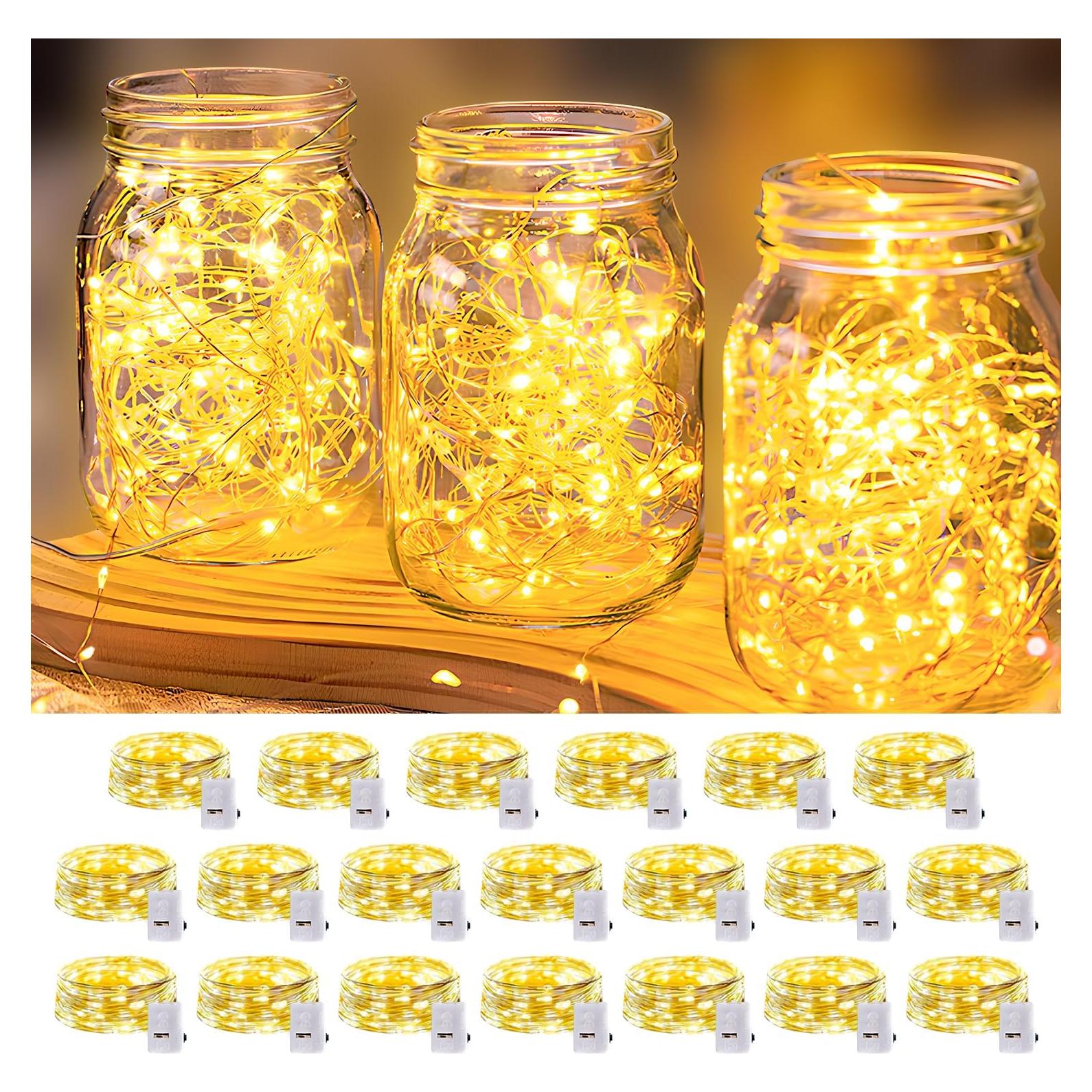 Paquete de 20 luces de hadas LED blancas cálidas 7 pies