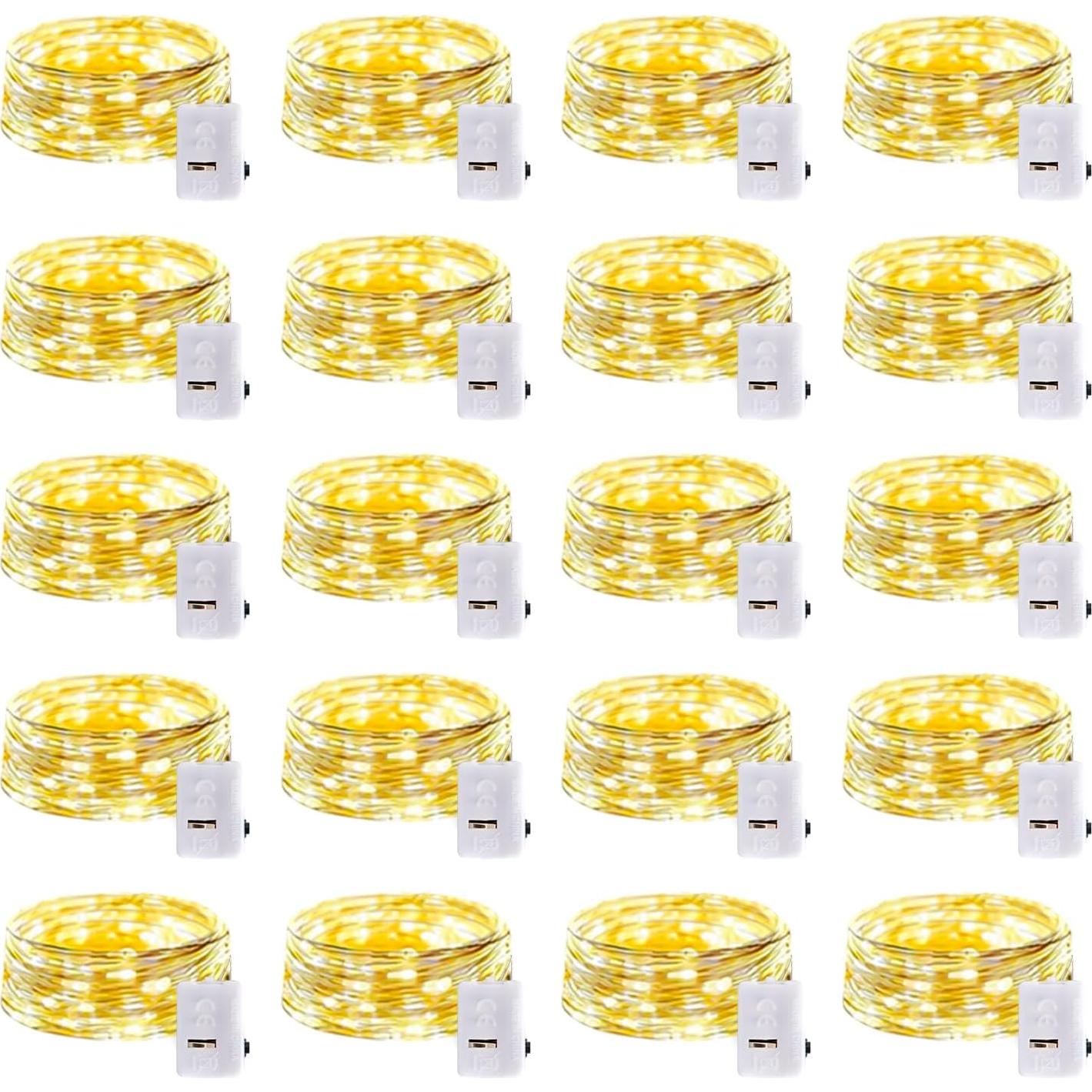 Paquete de 20 luces de hadas LED blancas cálidas 7 pies