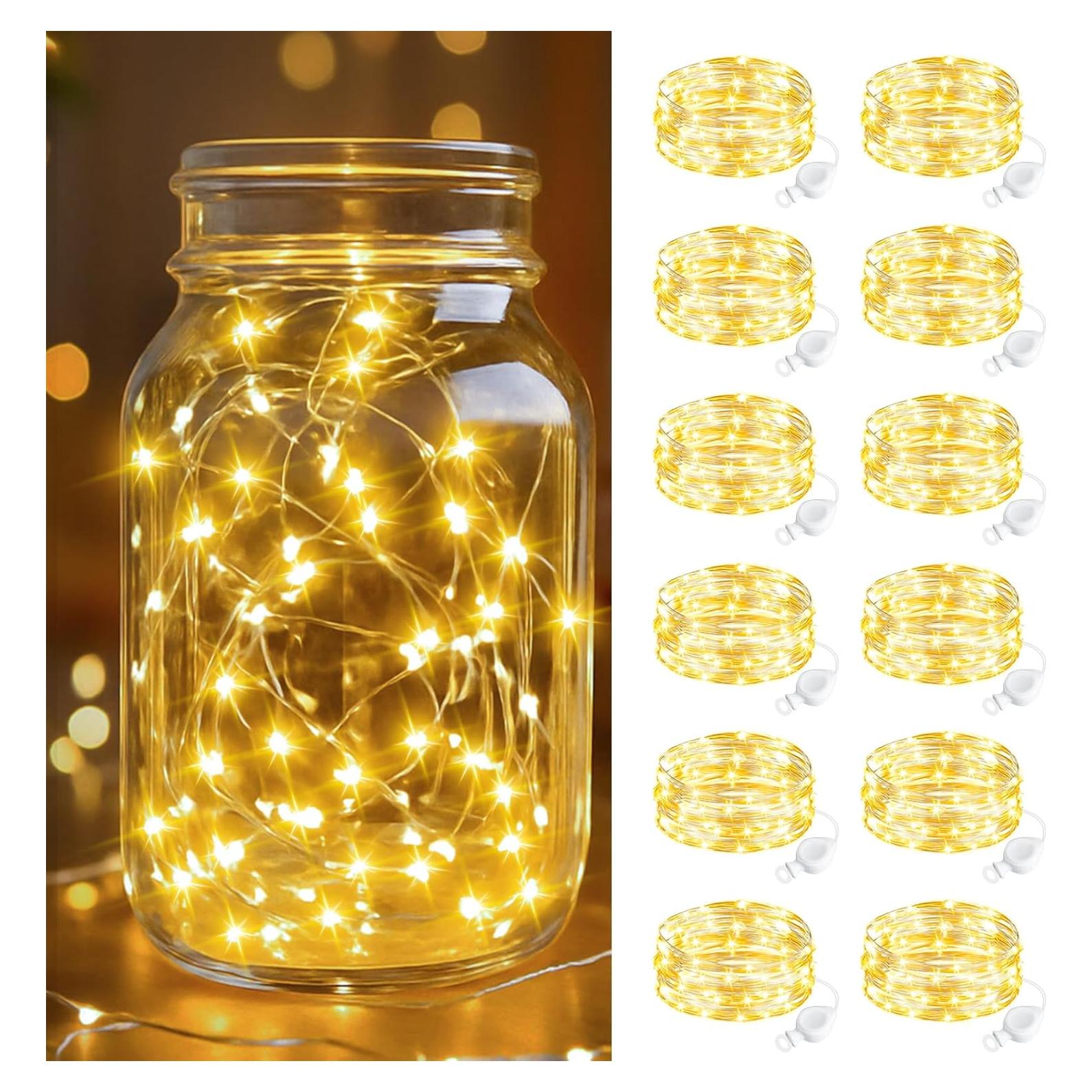 Cadena de Luces de Hadas Btfarm 12 Paquete 2m 20 LED Blanco Cálido