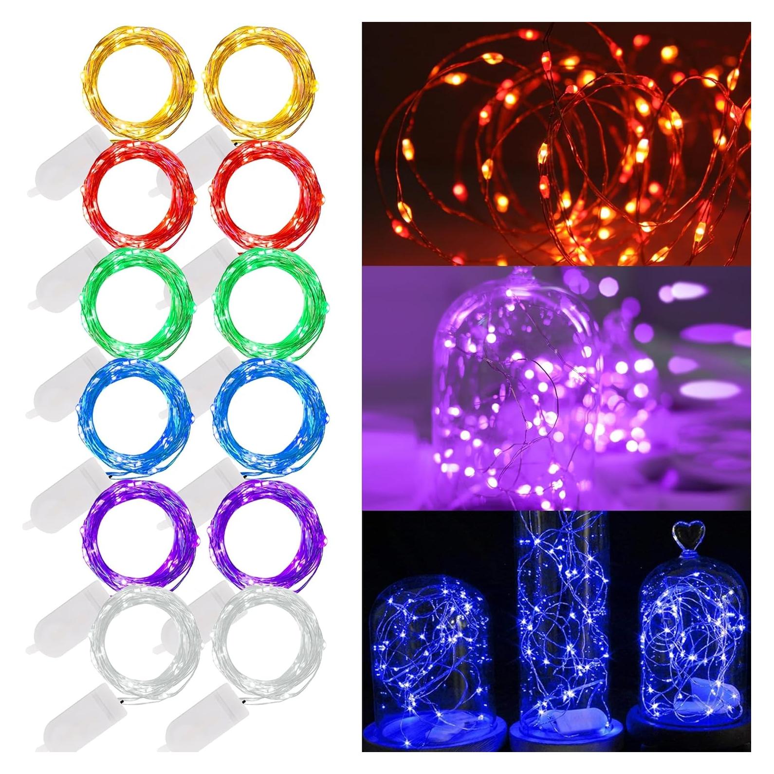 Luces de Hadas a Batería WATERGLIDE 12 Pcs 2.12m 20 LED Multicolor