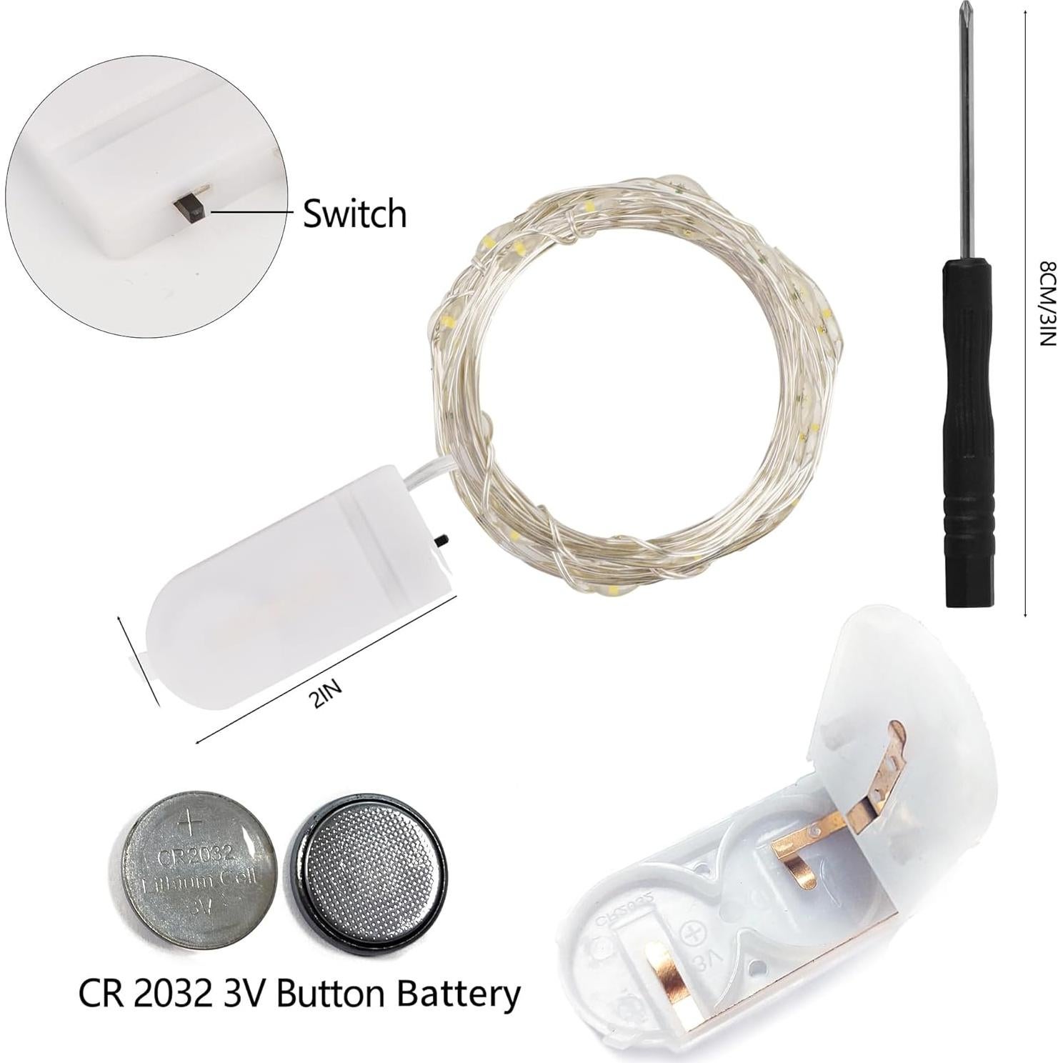 Luces de Hadas a Batería WATERGLIDE 12 Pcs 2.12m 20 LED Multicolor