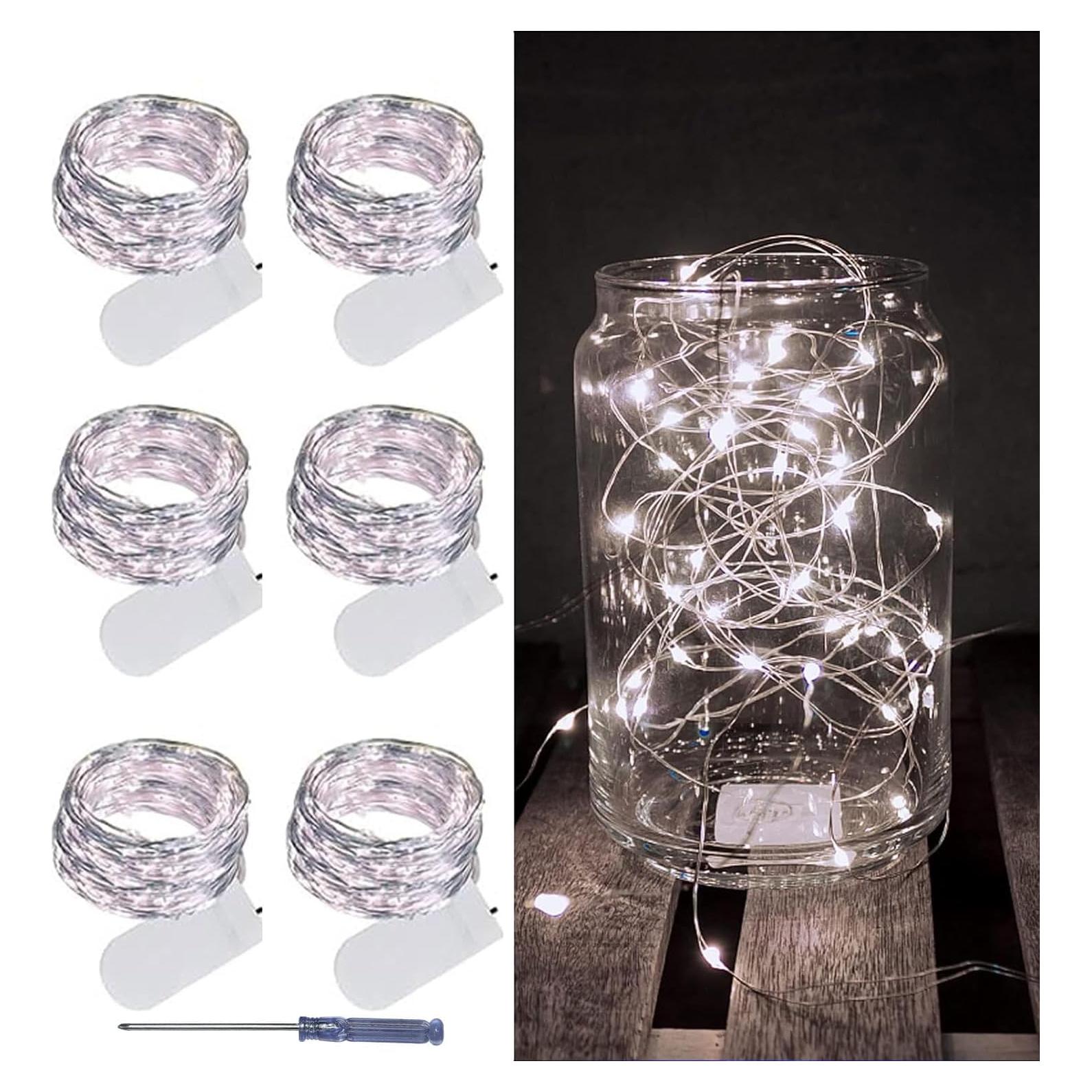 Luz de Hadas LED 6 Paquete LAMPHOME 2m Alambre Flexible Blanco