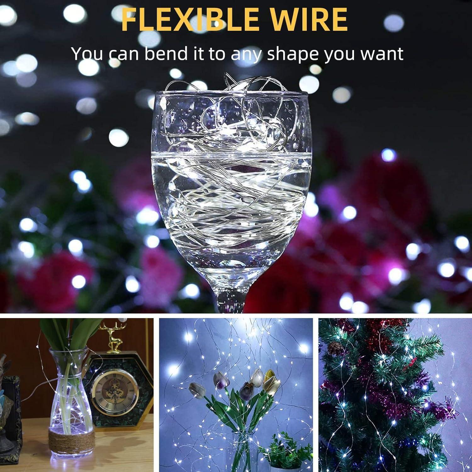 Luz de Hadas LED 6 Paquete LAMPHOME 2m Alambre Flexible Blanco