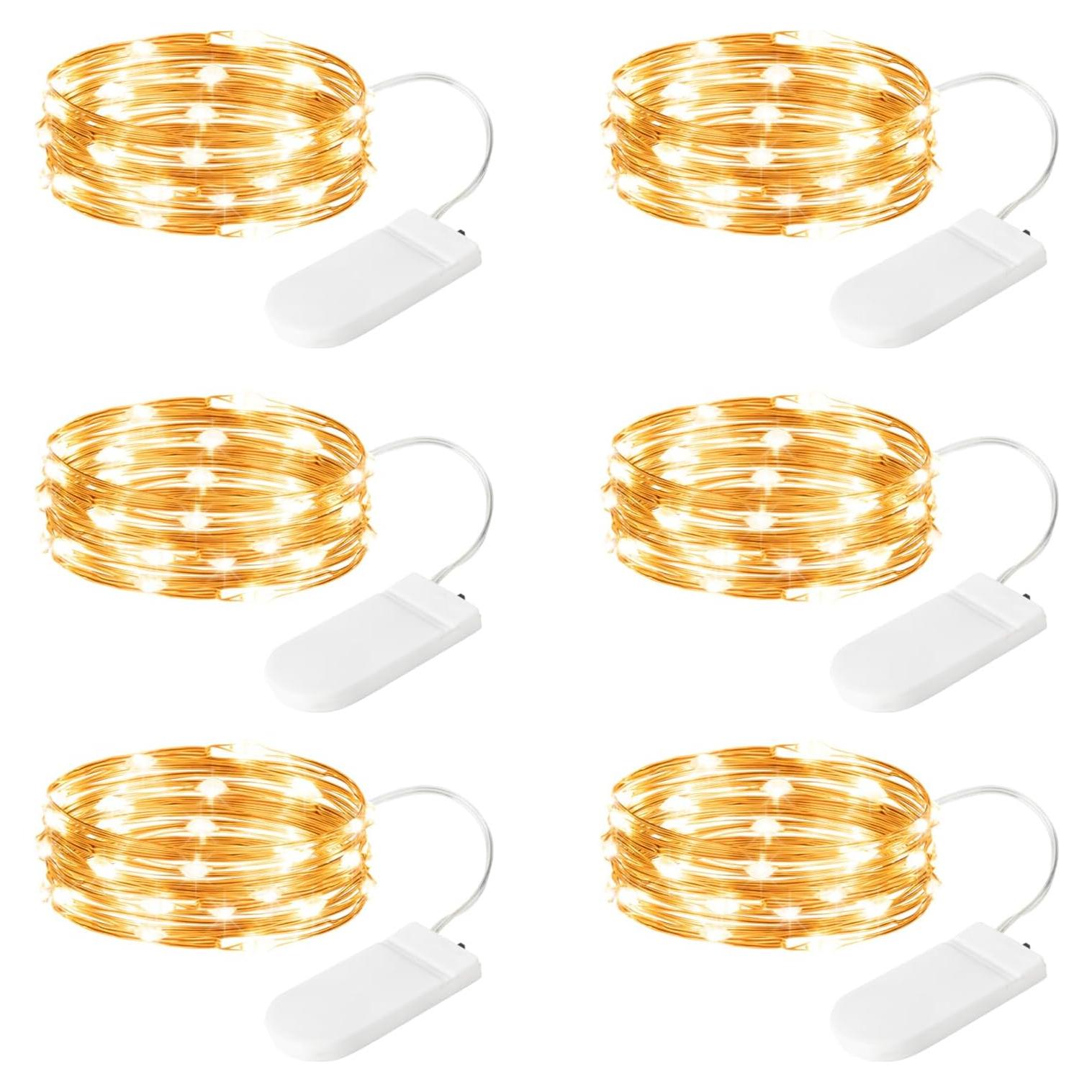 Paquete de 6 Luces de Hadas LED SINAMER 2.1m Blanco Cálido