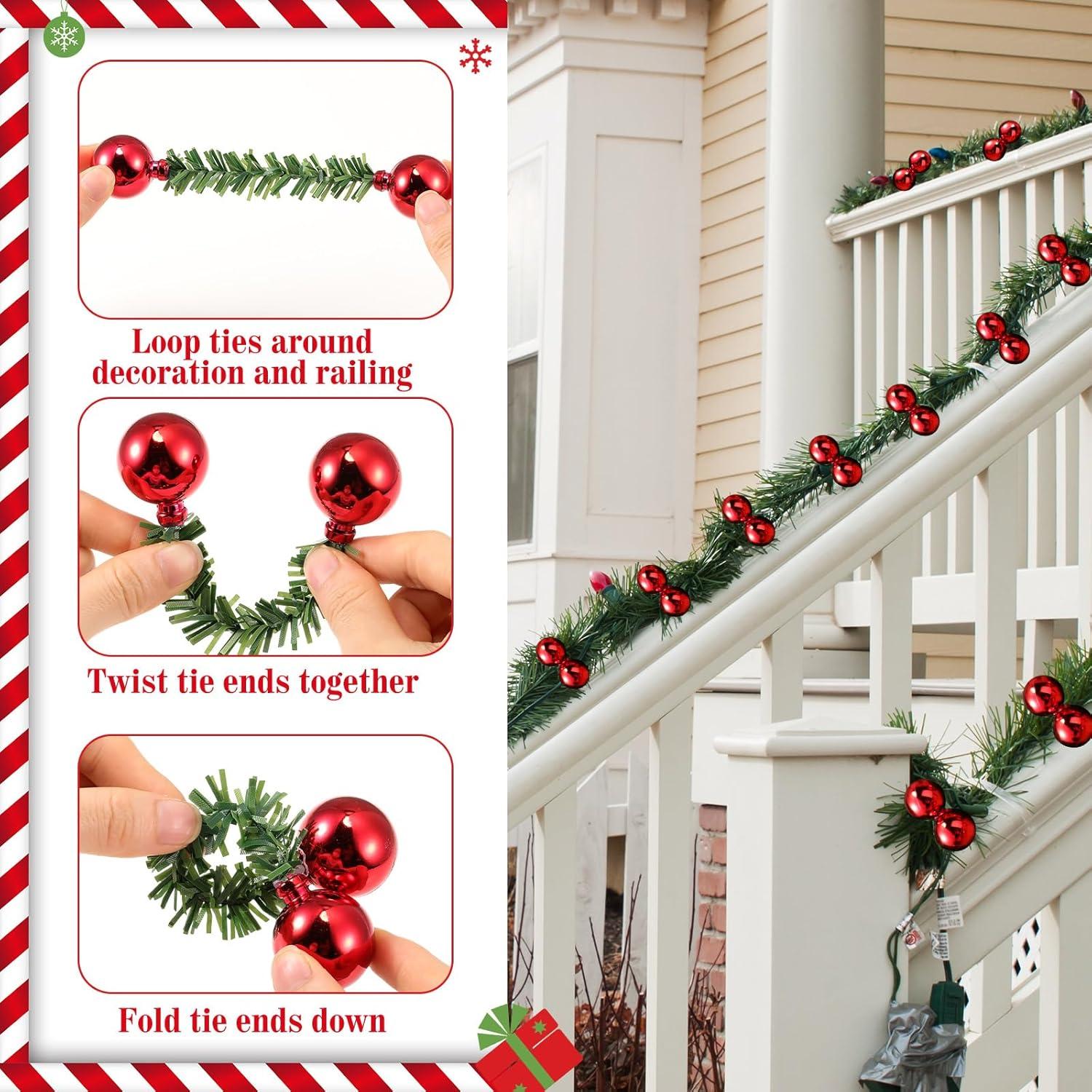 24 Corbatas de Espumillón Rojo Weysat para Decoración Navideña