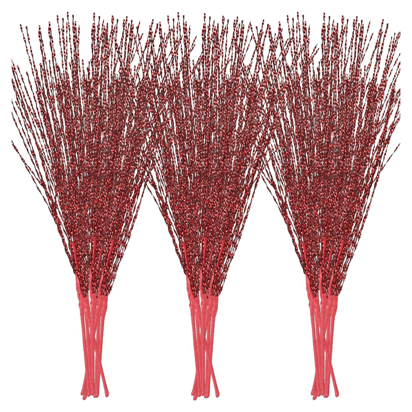 Ramas Decorativas Brillantes Sea Team 24 Piezas 42 cm Rojo